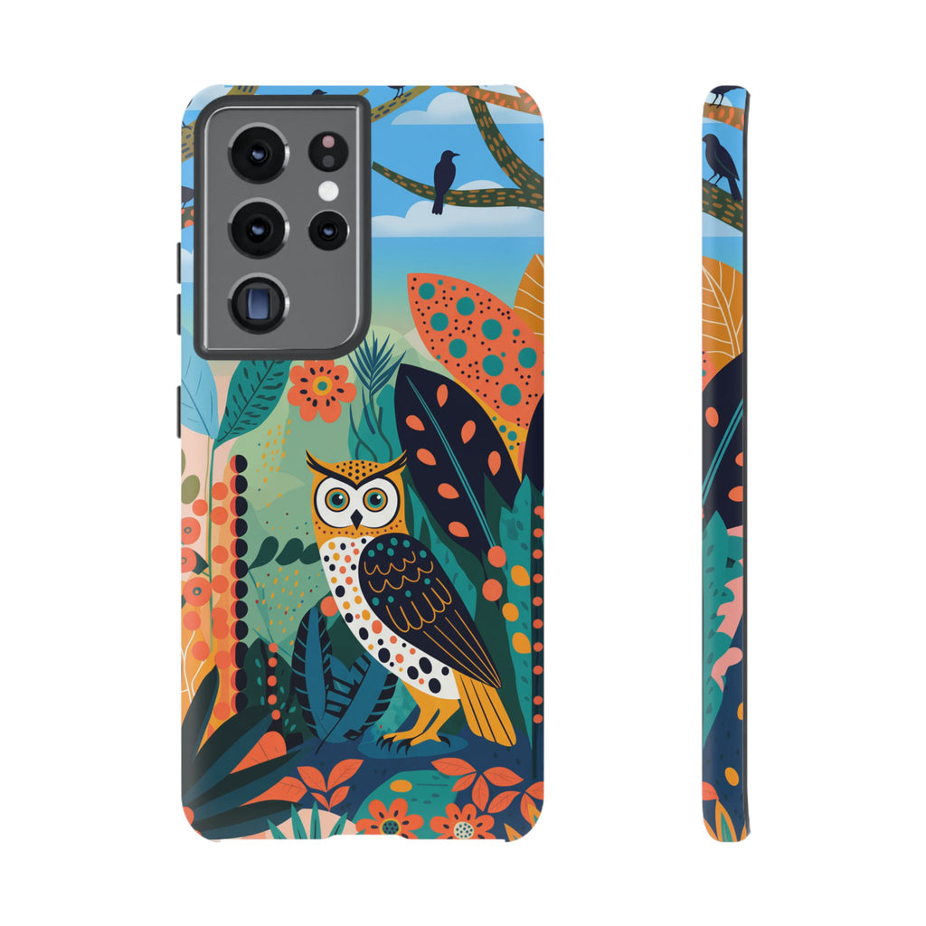 Botanical Forest Colourful Owl Samsung Galaxy Phone Case
