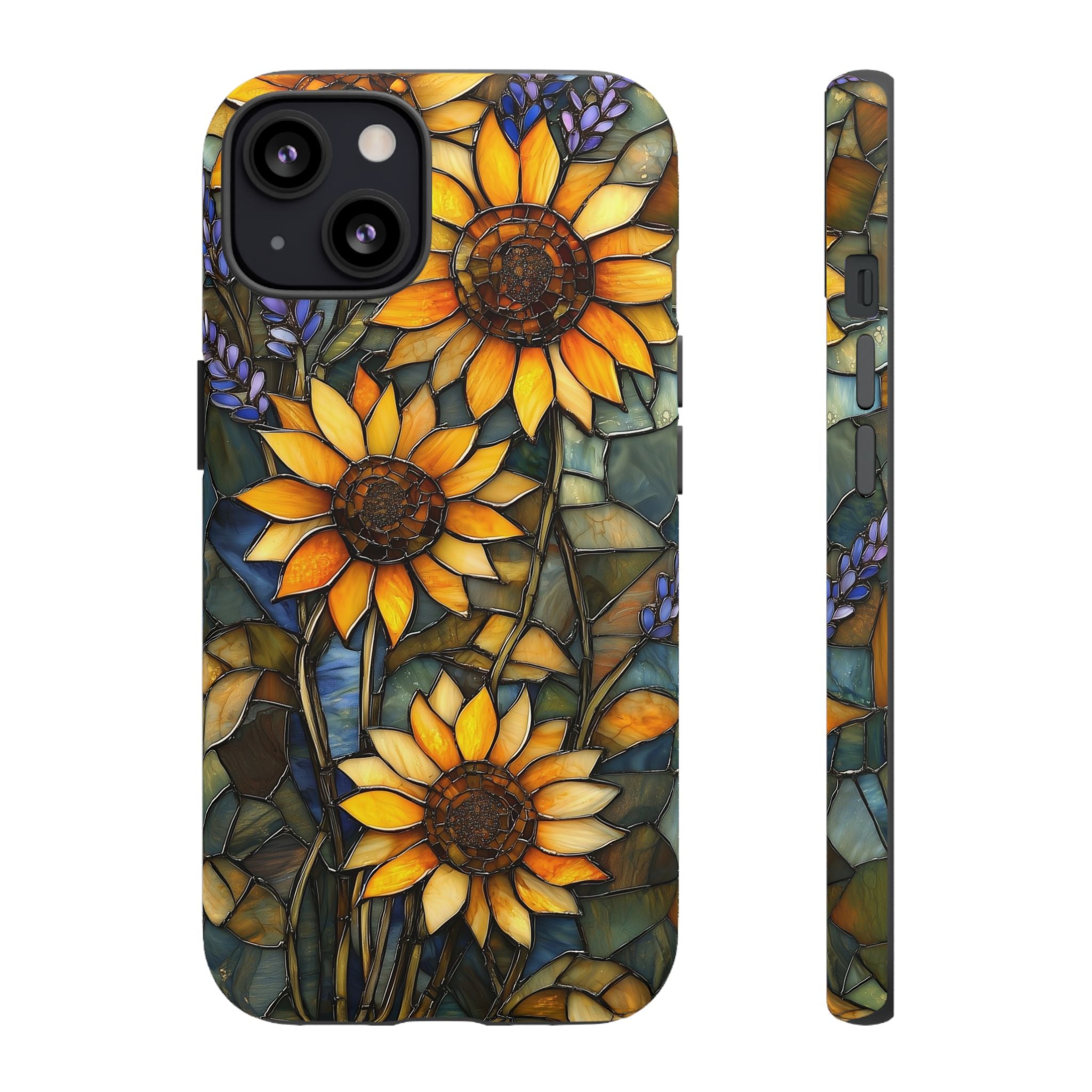 Sunflower Stained Glass Tough iPhone Case | Floral Protective Cover