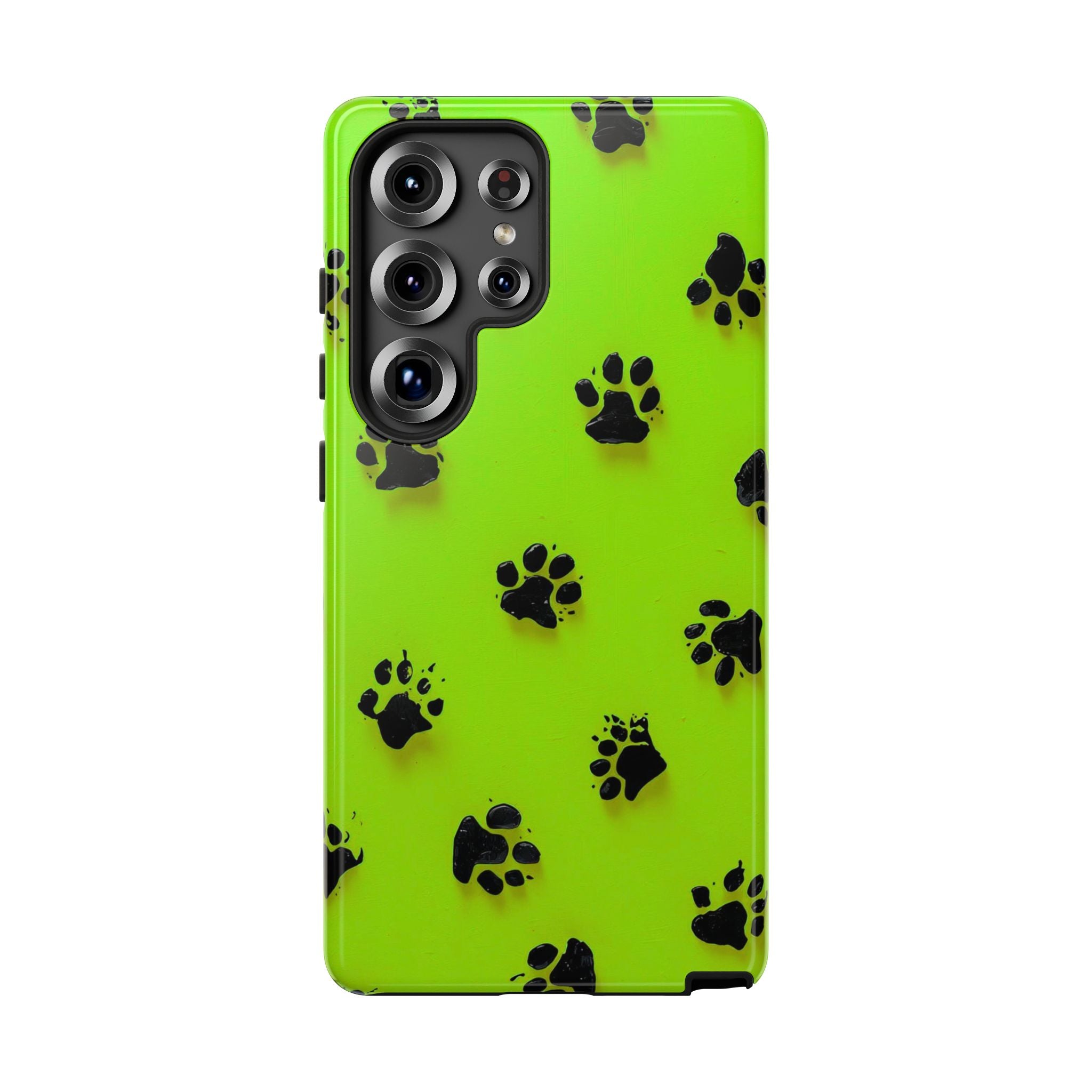 Neon Paw Print Tough Samsung Galaxy Case — Shockproof Pet Lover iPhone Cover
