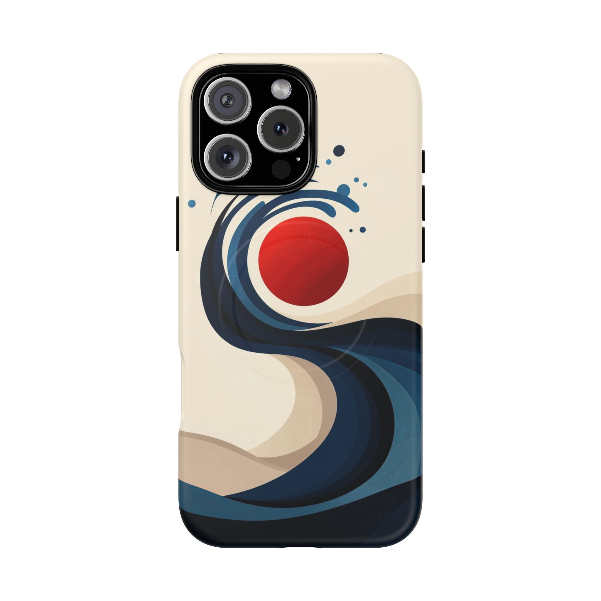 Abstract Wave MagSafe iPhone Case | Red Sun Ocean Art