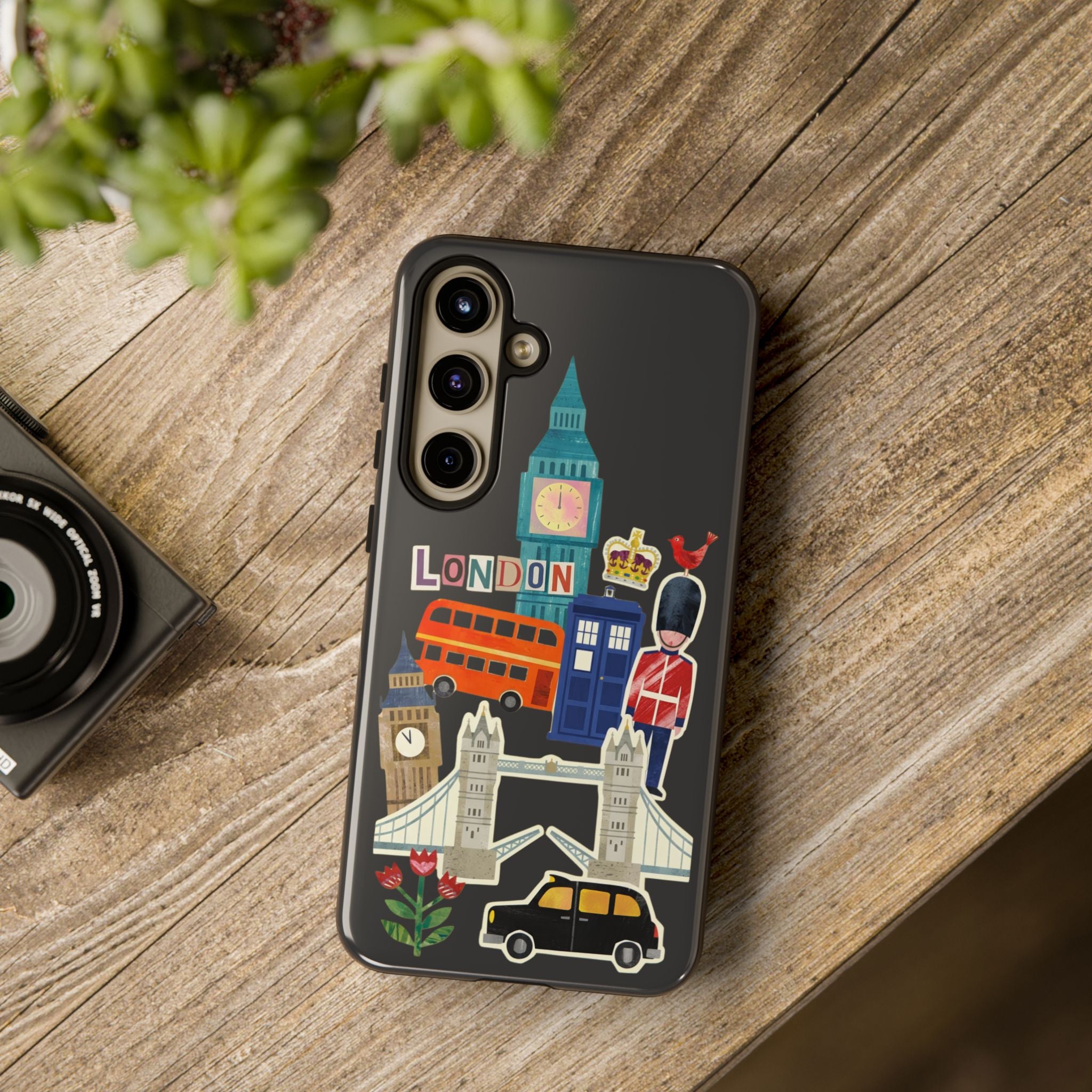 London Travel Samsung Galaxy Phone Case Aesthetic Sticker Collage Cute Retro City Cover