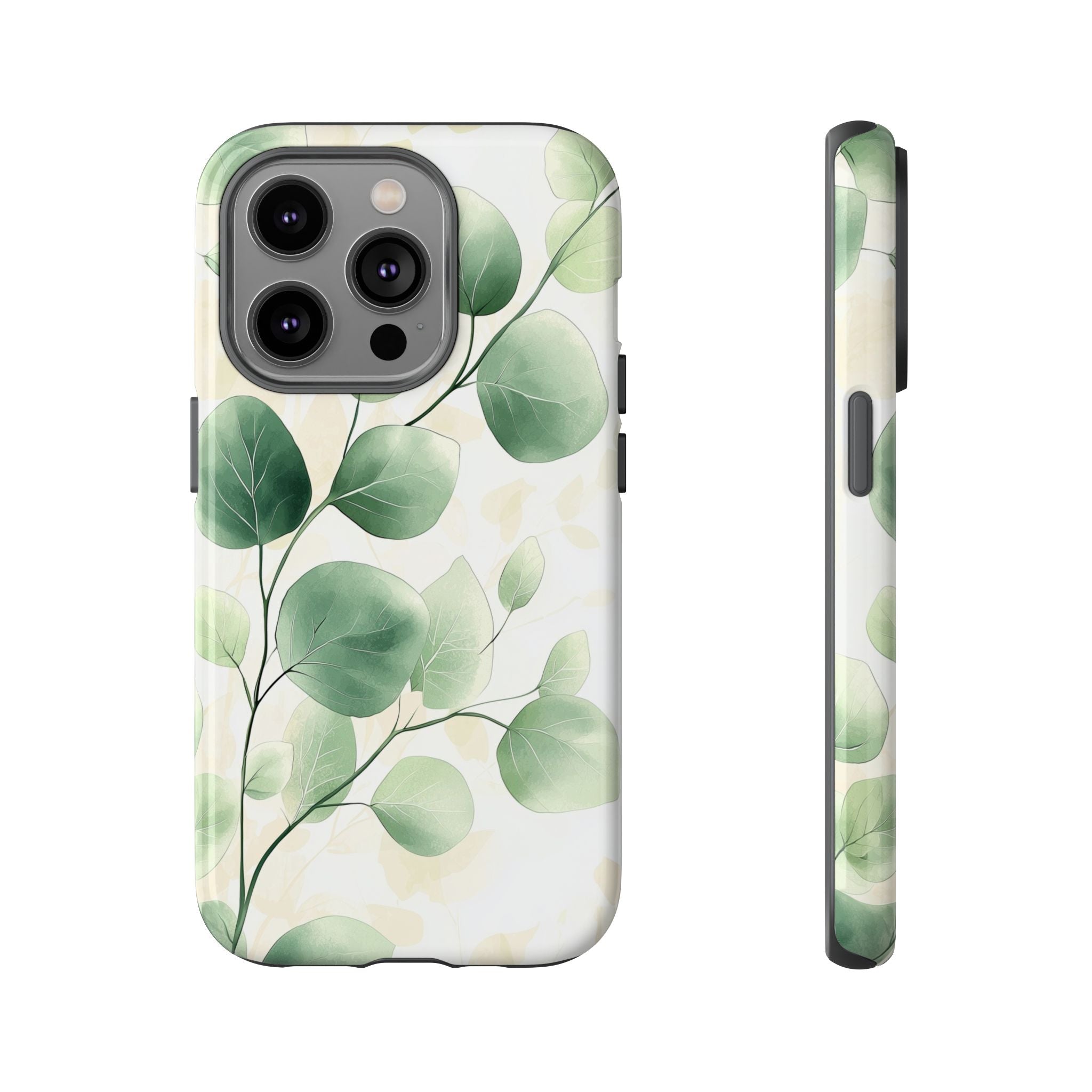 Botanical Eucalyptus Tough iPhone Case | Green Watercolour Leaf