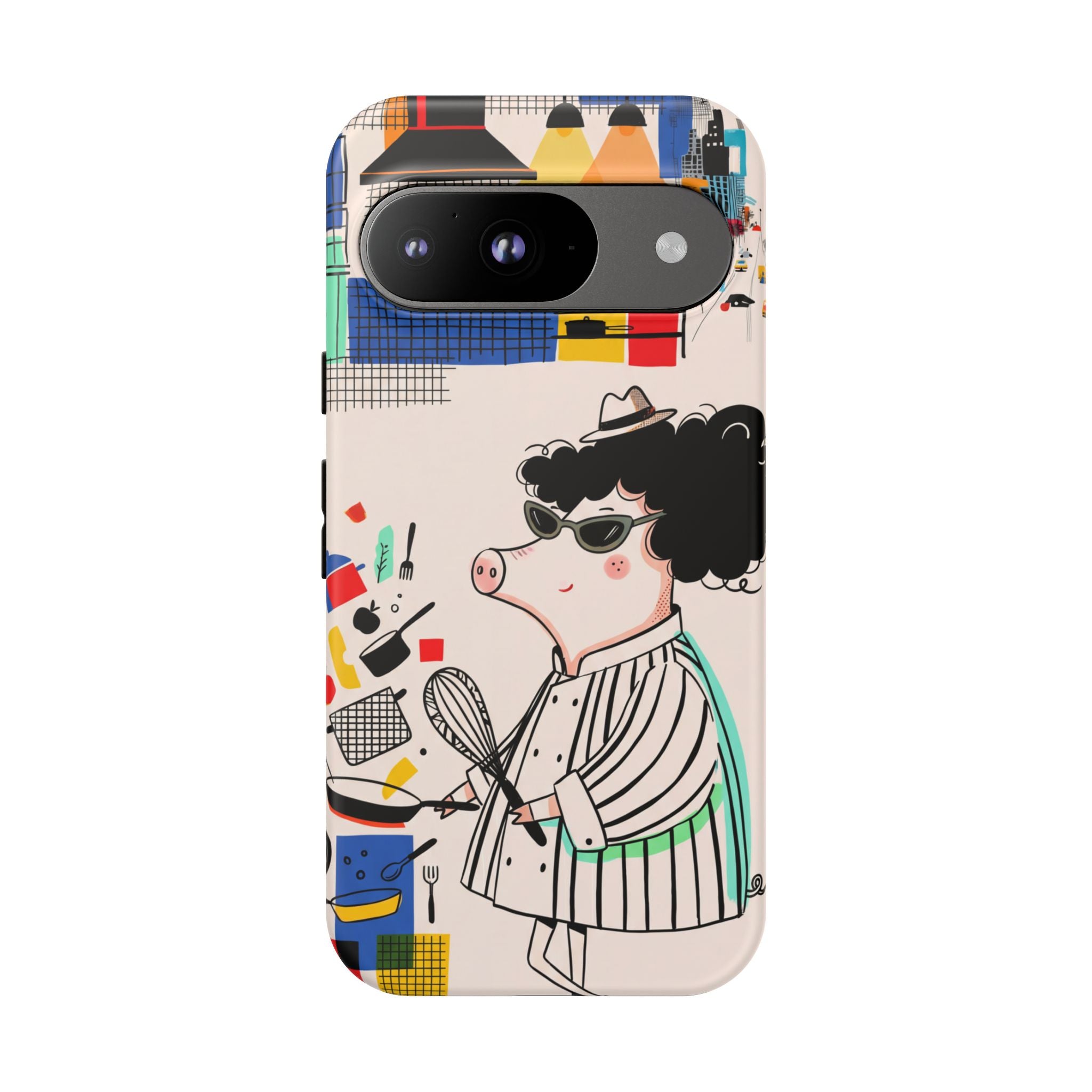 Cute Chef Pig Google Pixel Phone Case | Quirky Cartoon Kitchen Art Tough Case