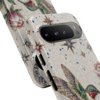 Custodia protettiva per Google Pixel con colibrì floreale | Cover protettiva con accento a stella vintage