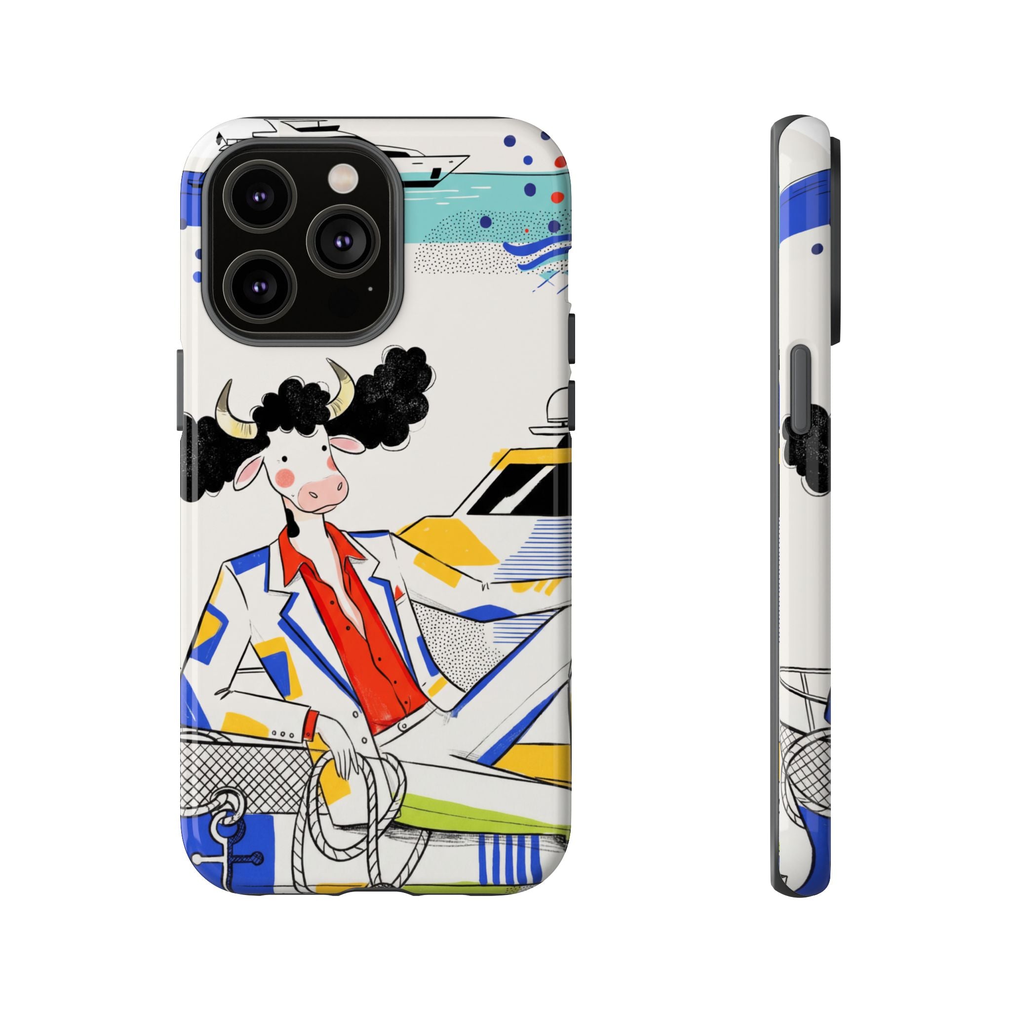 Nautical Cow Graphic Protective iPhone Case
