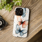 Watercolour Blue & Peach Butterfly Tough iPhone Case