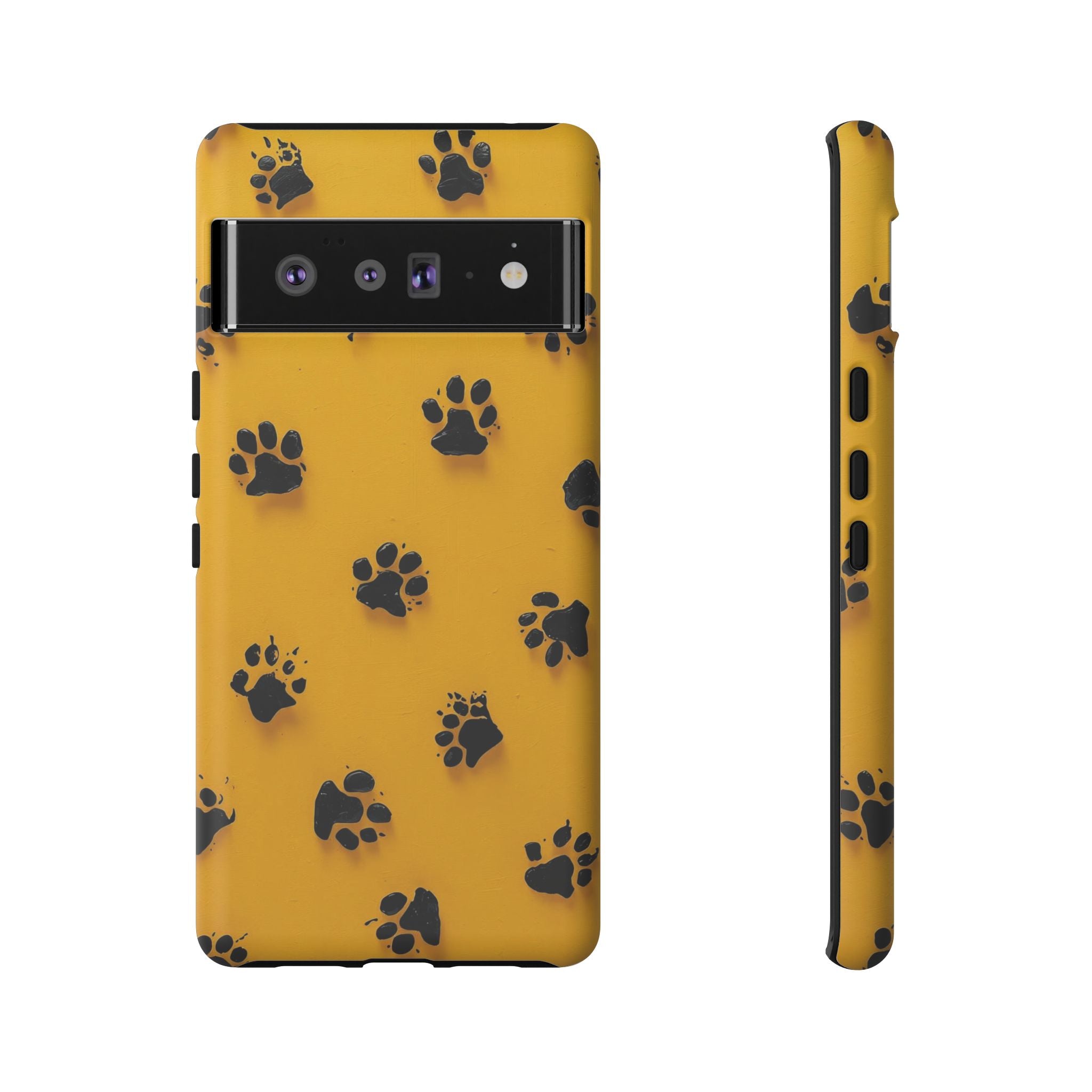 Yellow Paw Print Tough Google Pixel Case — Protective Dog & Cat Lover Cover