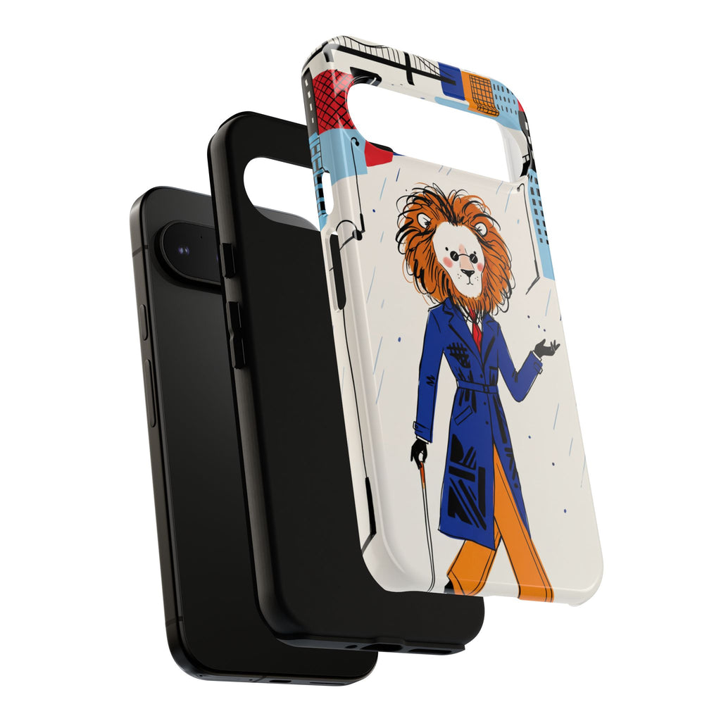Lion Gentleman Google Pixel Phone Case | Dapper Lion in City Rain