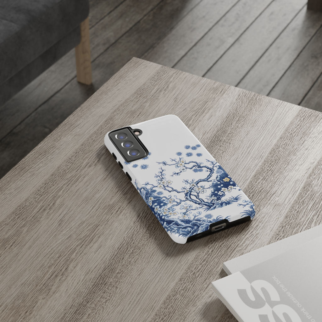 Vintage Blue White Porcelain Samsung Galaxy Phone Case | Chinoiserie Floral Tough Cover