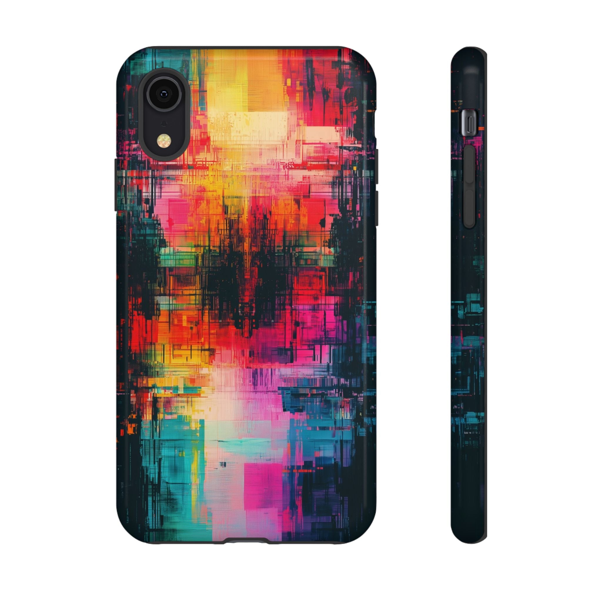 Abstract Neon Glitch Art Tough iPhone Case