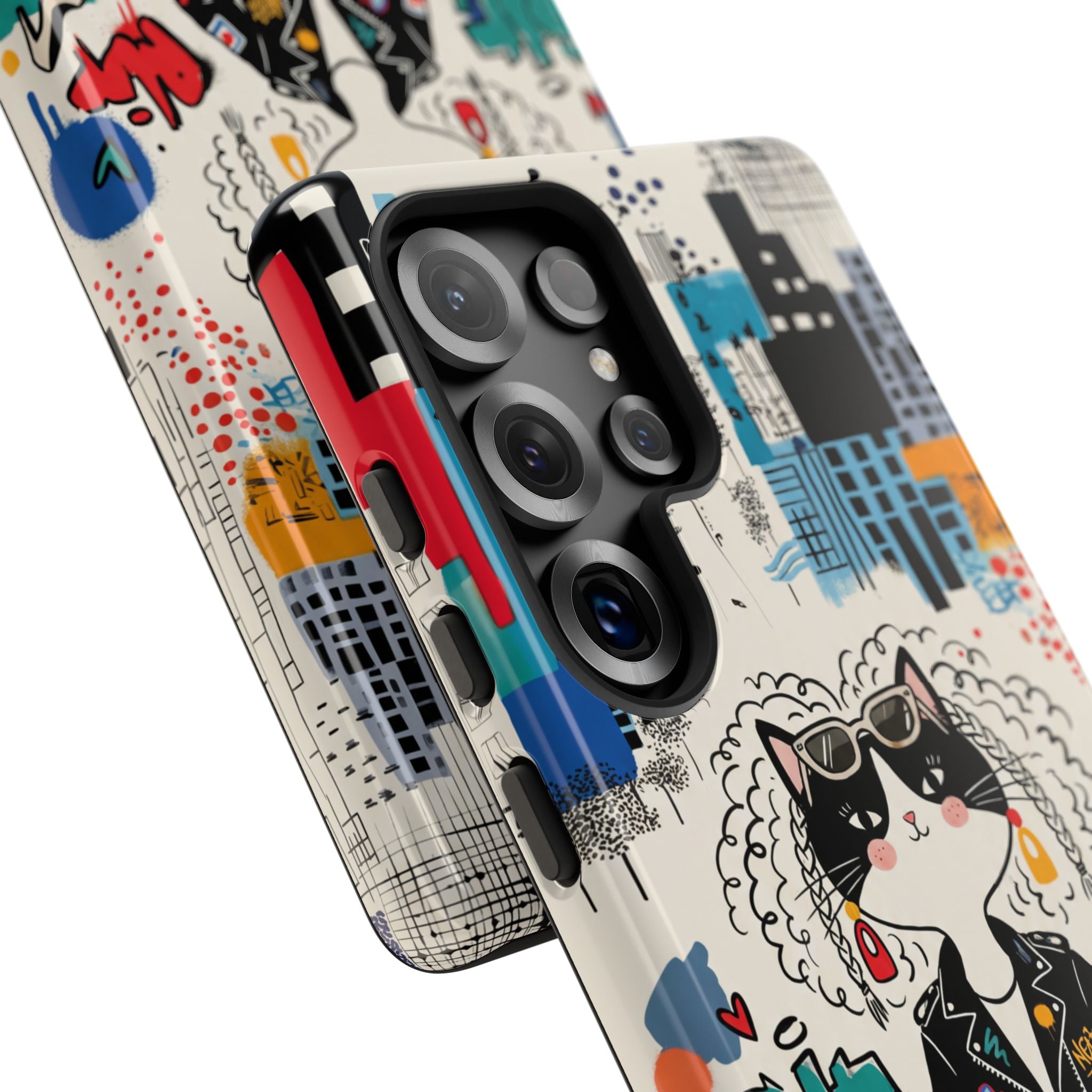 Punk City Cat Graffiti Design Samsung Galaxy Phone Case