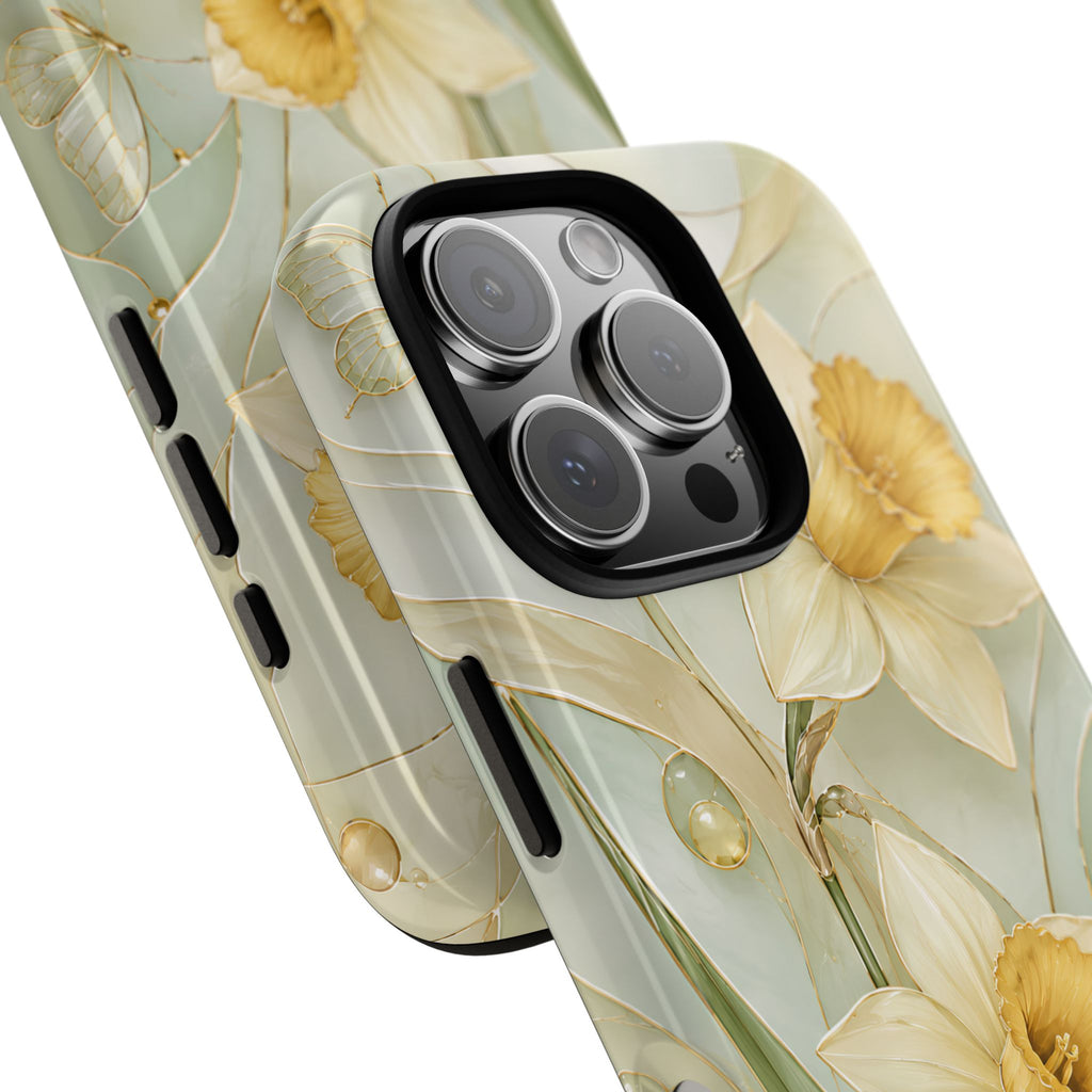 Stained Glass Daffodil iPhone Case | Yellow Floral Phone Cover