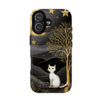 Custodia per iPhone Moonlit Cat | Custodia resistente MagSafe nera e oro