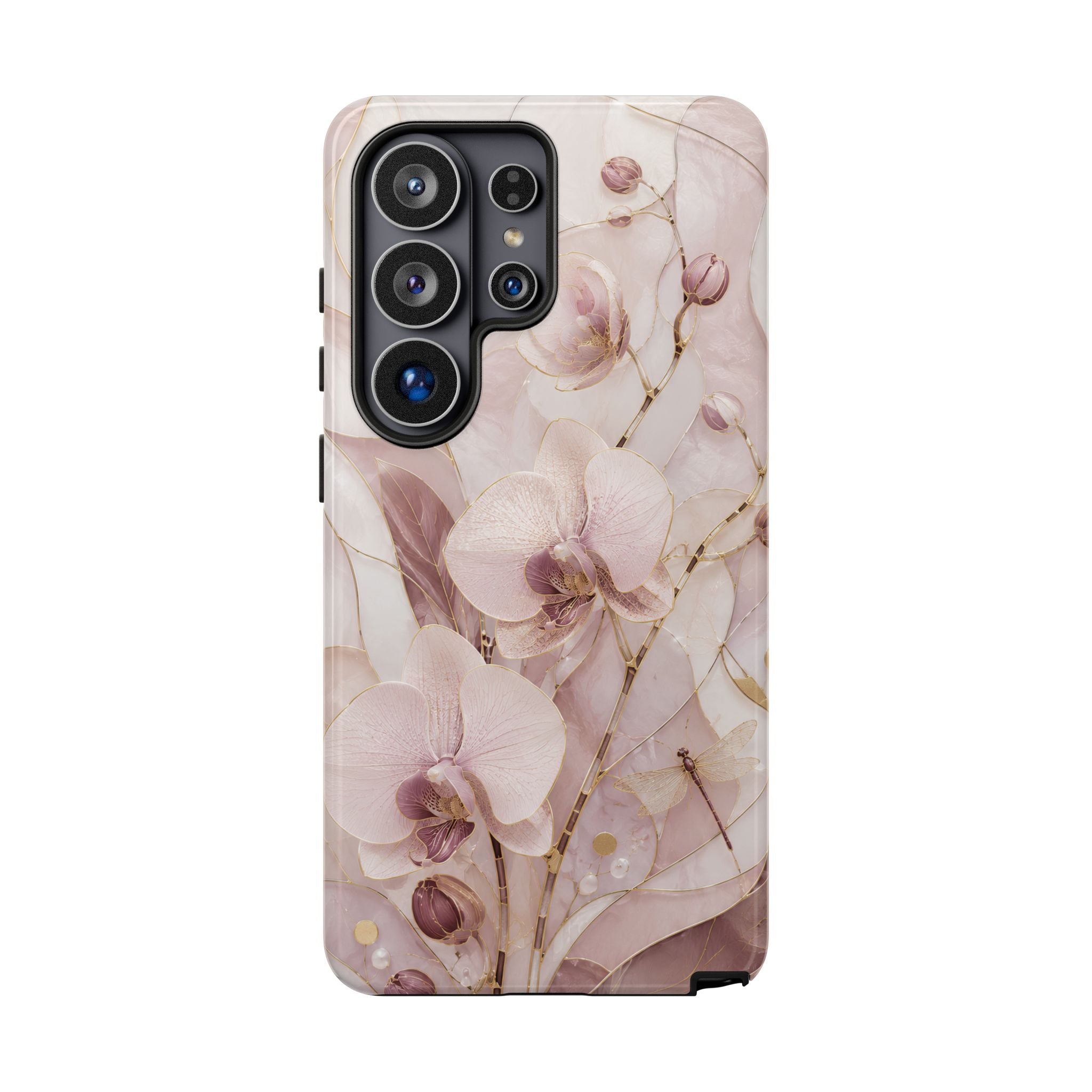 Stained Glass Orchid Samsung Galaxy Phone Case | Pink Floral Protective Case