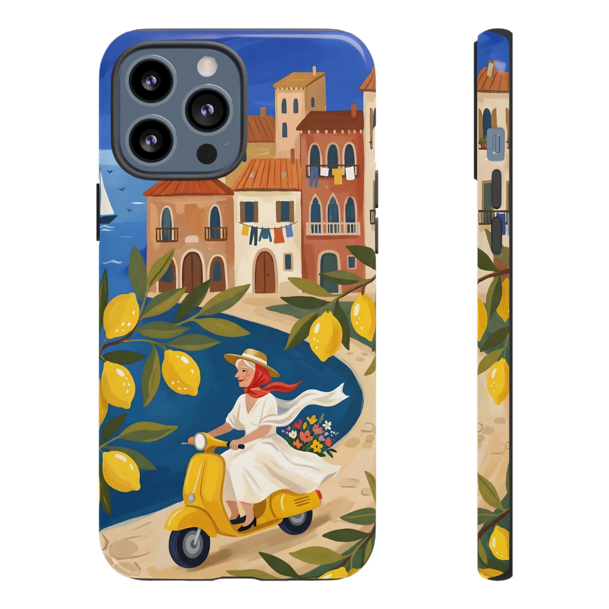 Lemon Coast Scooter iPhone Case | Mediterranean Vespa Travel Design