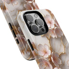 Floral Marble iPhone Case — Sakura Gold Cherry Blossom Tough Case