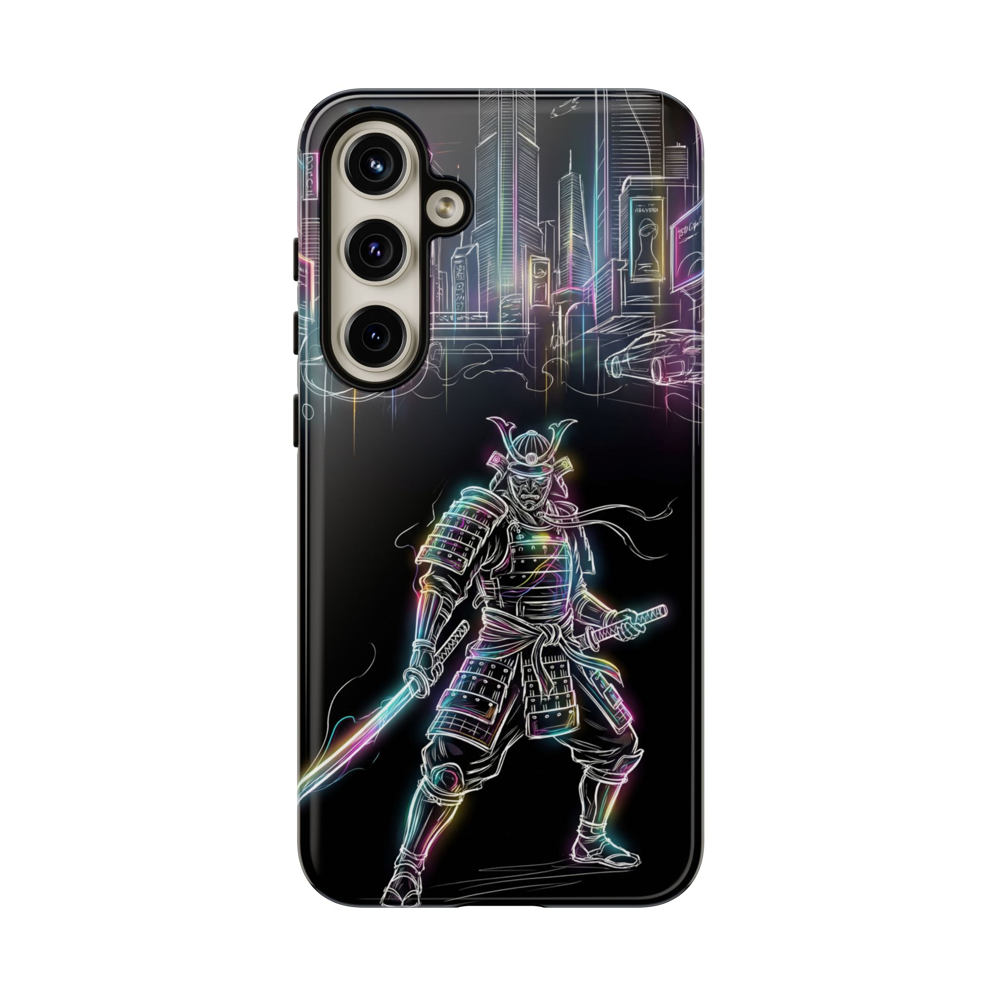 Neon Samurai Samsung Galaxy Phone Case | Cyberpunk City Armor