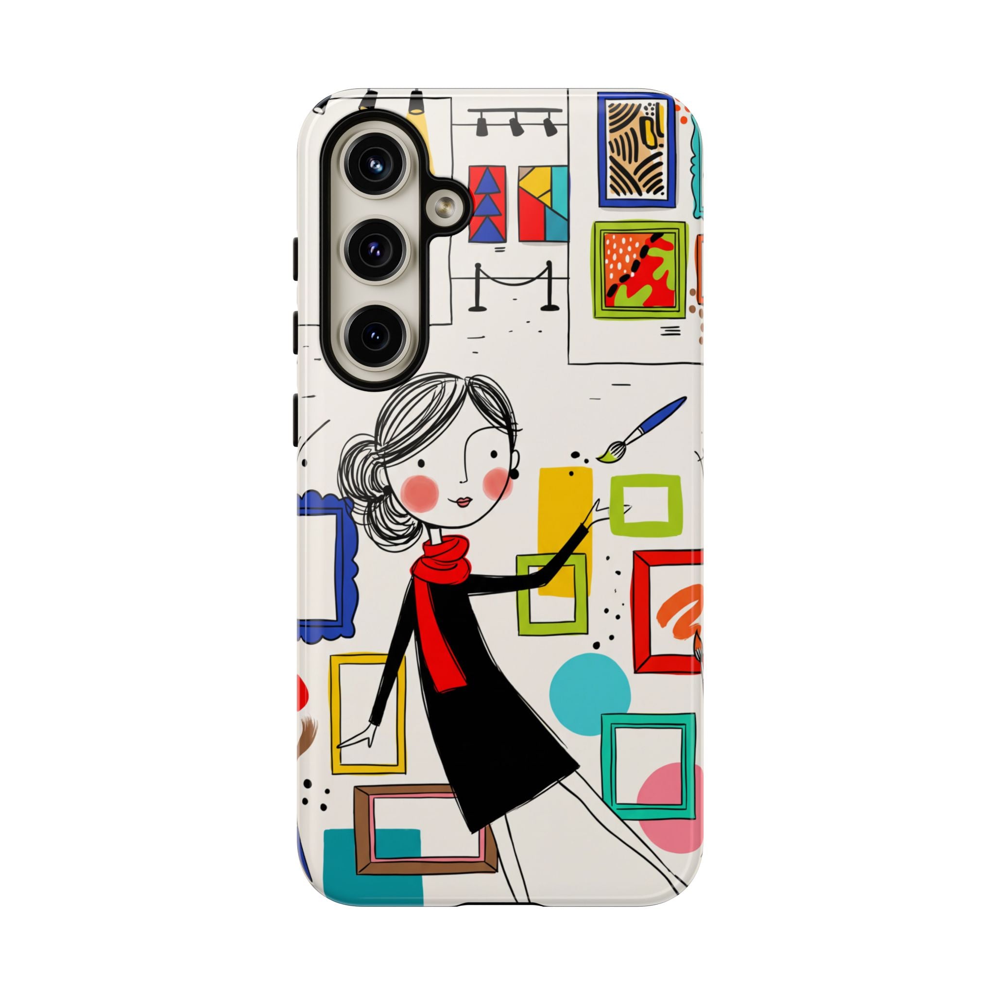 Art Gallery Illustration Samsung Galaxy Phone Case | Cute Woman with Frames Design