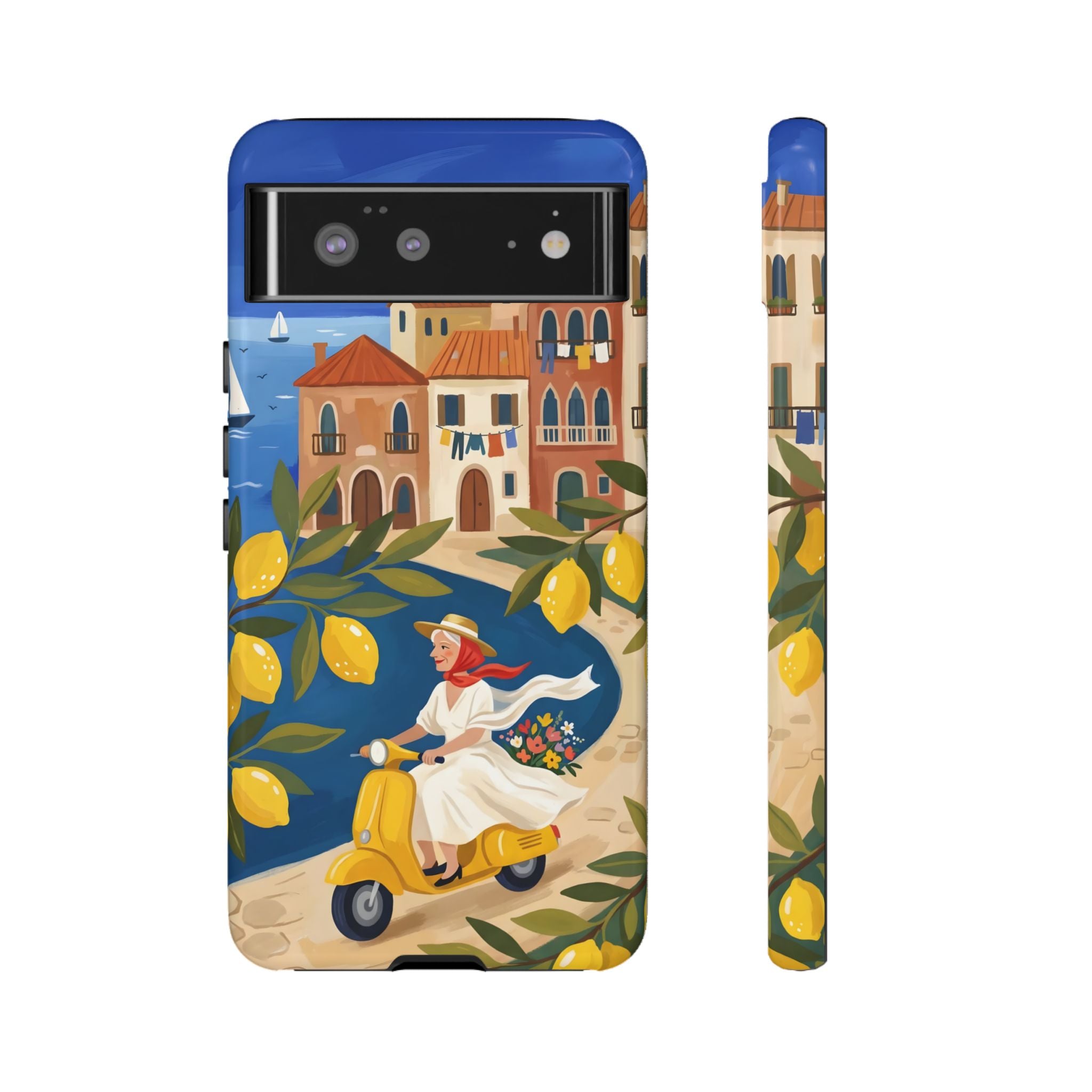 Lemon Coast Scooter Google Pixel Phone Case | Mediterranean Vespa Travel Design