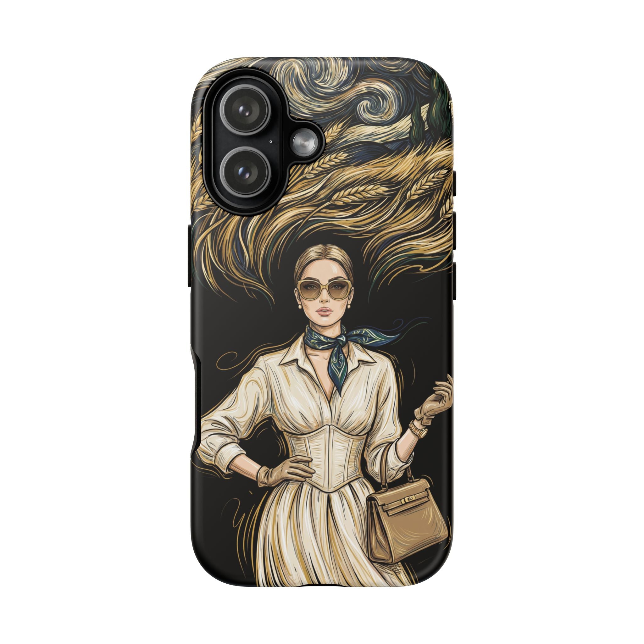 Vintage Elegance iPhone Case | Retro Woman with Flowing Golden Hair