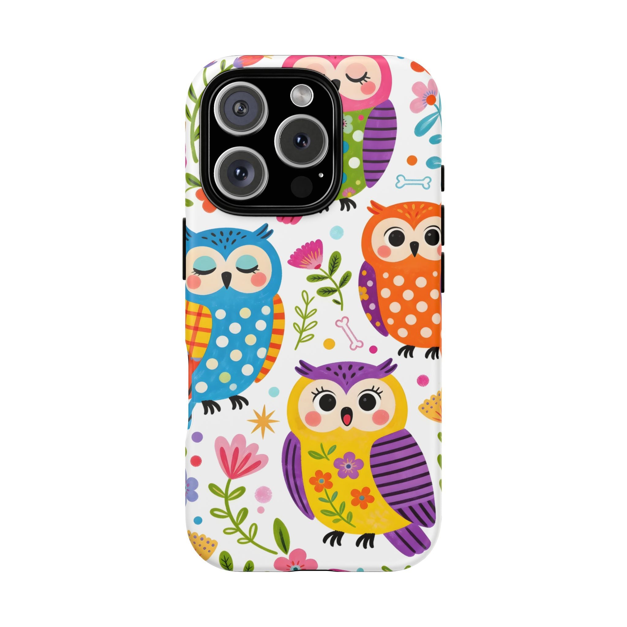 Cute Colorful Owls iPhone Case | Cute Owl Pattern Tough Case