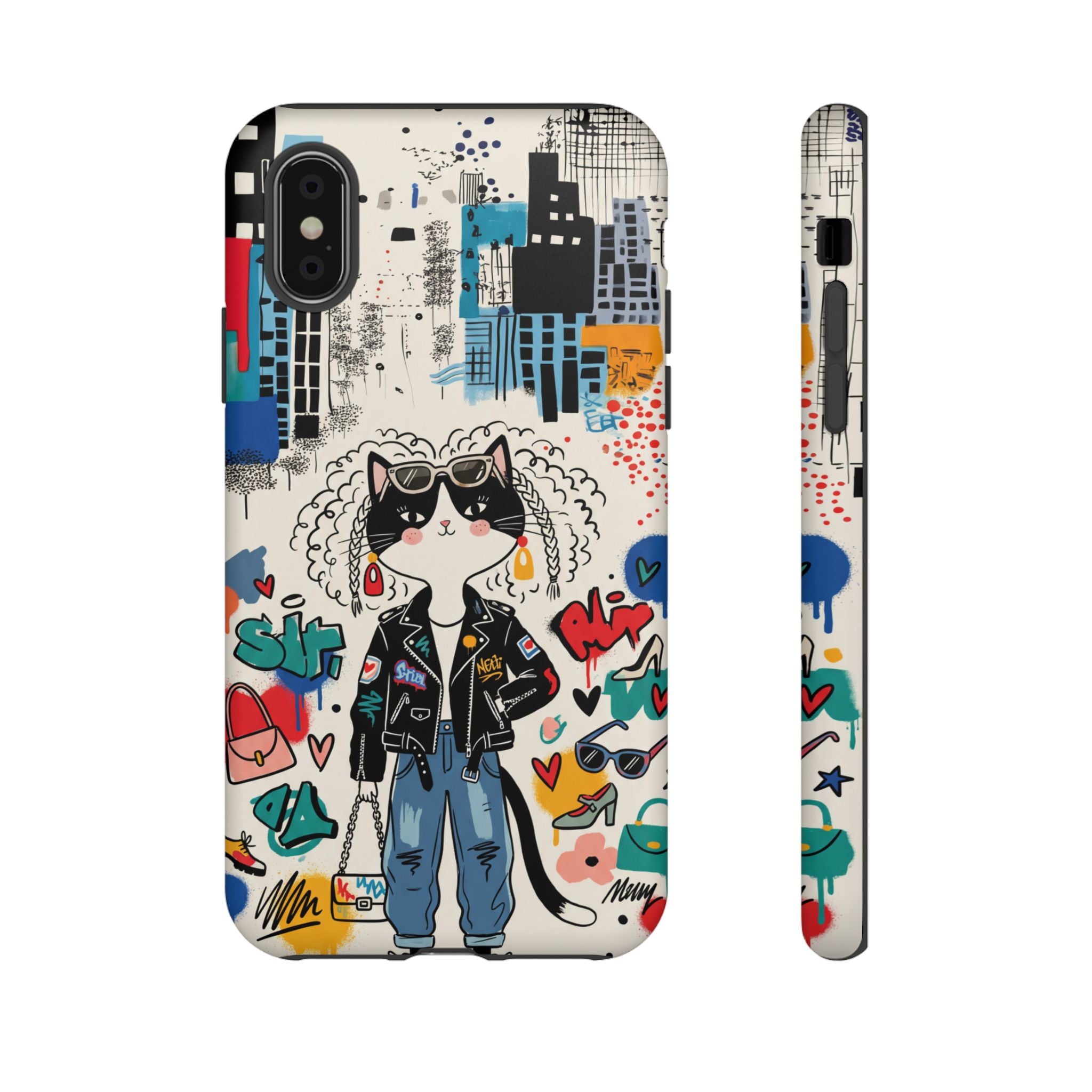 Punk City Cat Graffiti Design iPhone Case