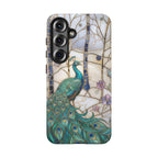 Custodia per Samsung Galaxy con motivo in vetro colorato con pavone