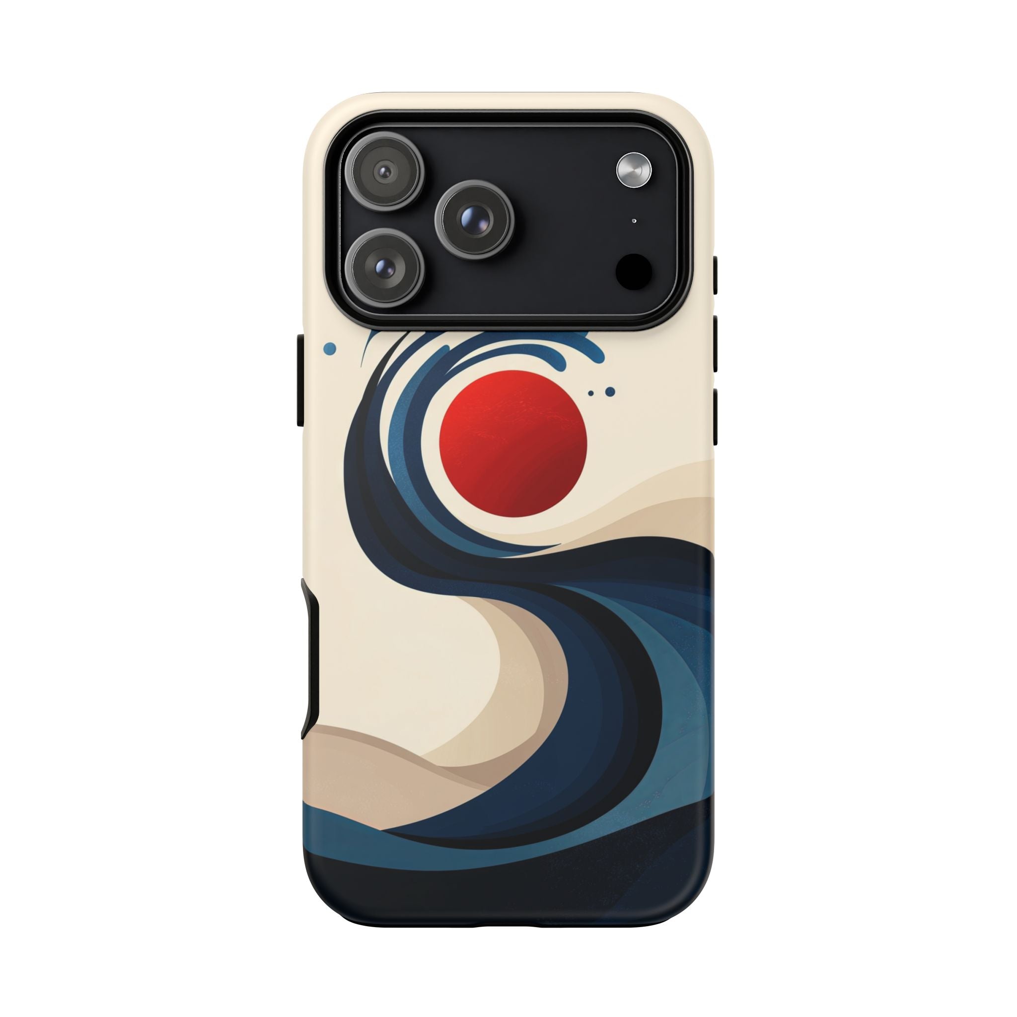 Abstract Wave iPhone Case | Red Sun Ocean Art