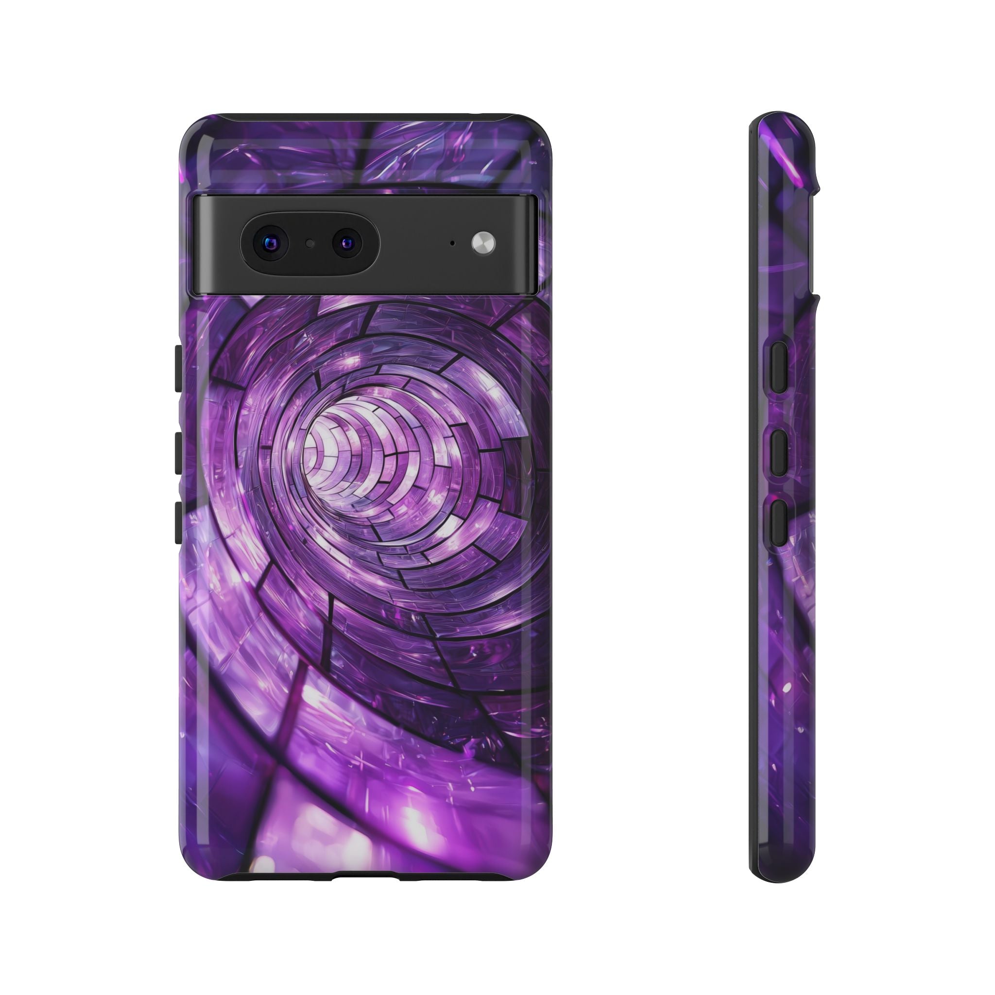 Purple Vortex Tough Google Pixel Case — Abstract Spiral Protective Cover