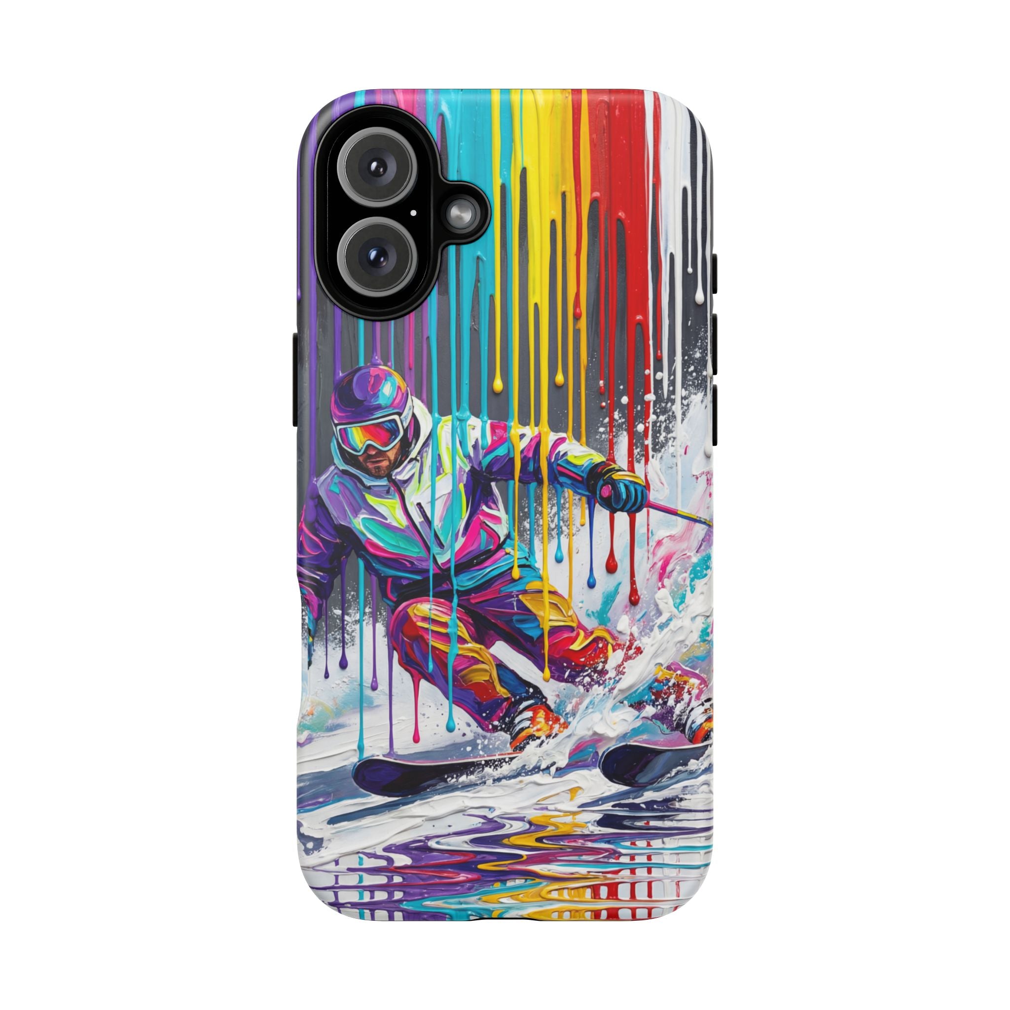 Colourful Skiing Drip Art Tough iPhone Case