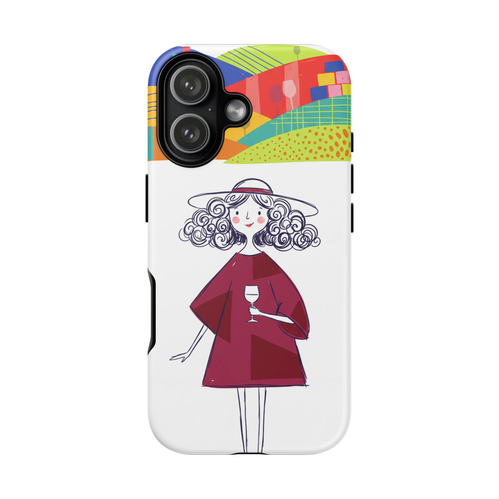 Colourful Artistic Wine Lady iPhone Case