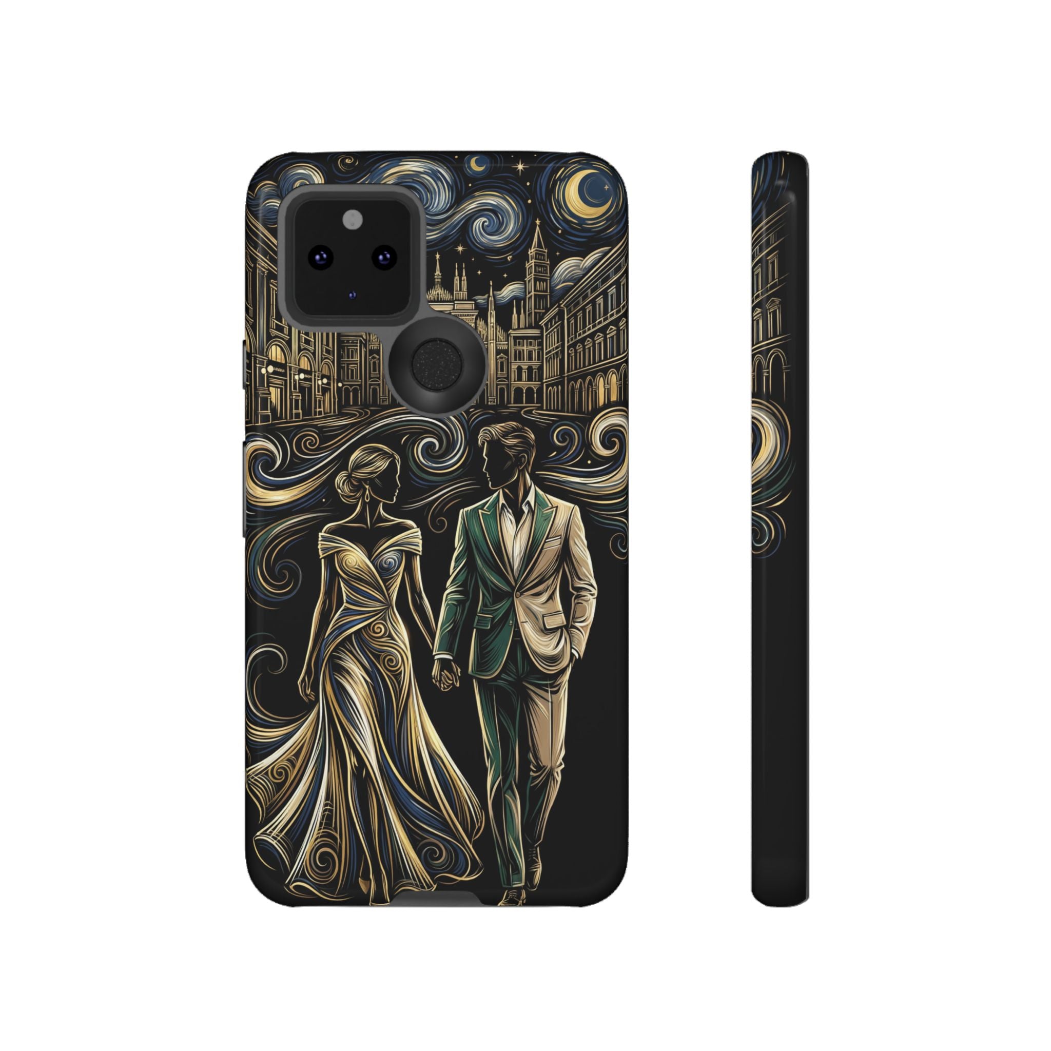 Romantic Night Walk Google Pixel Phone Case | Elegant Couple Art