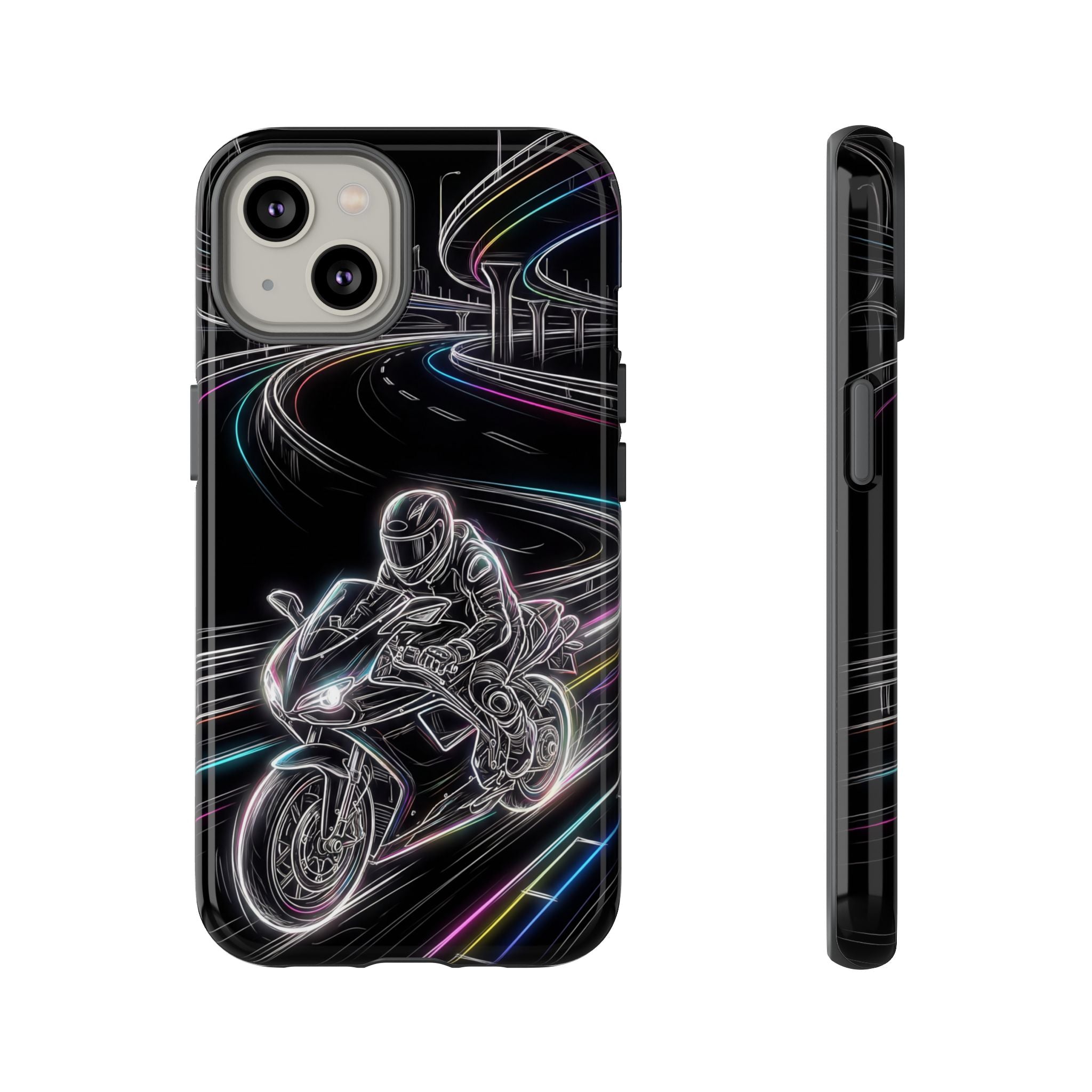 Neon Night Rider iPhone Case | Motorcycle Racing Protective Cover