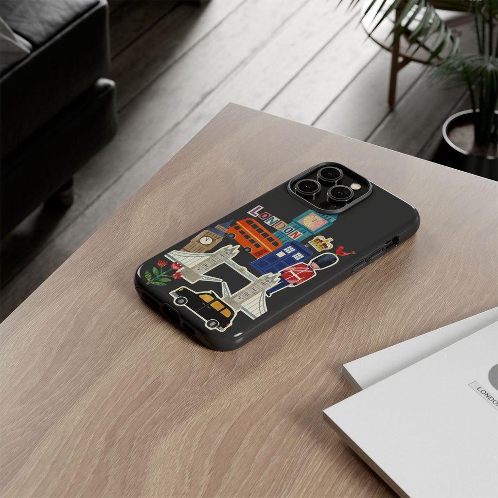 London Travel iPhone Case Aesthetic Sticker Collage Cute Retro City Cover