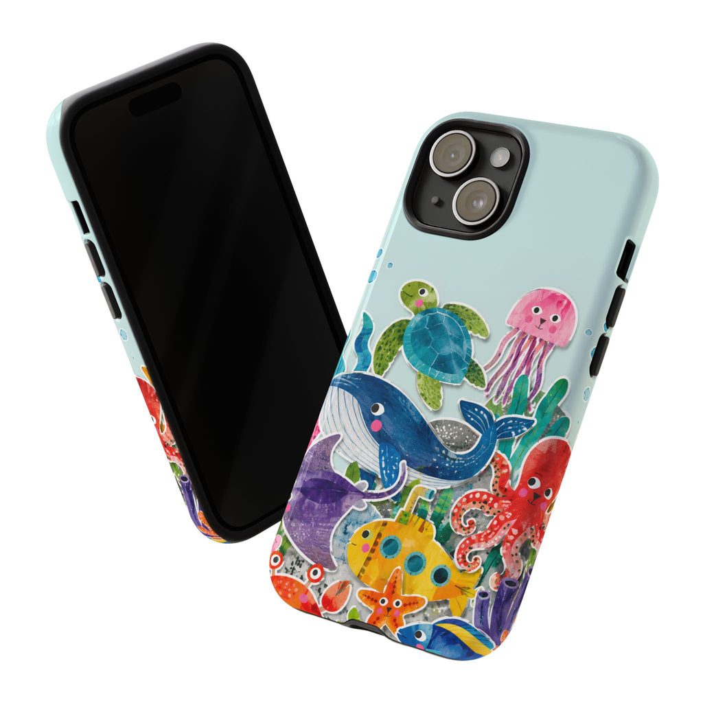 Cute Coastal Ocean iPhone Case | Aesthetic Whale Turtle Marine Life Cover