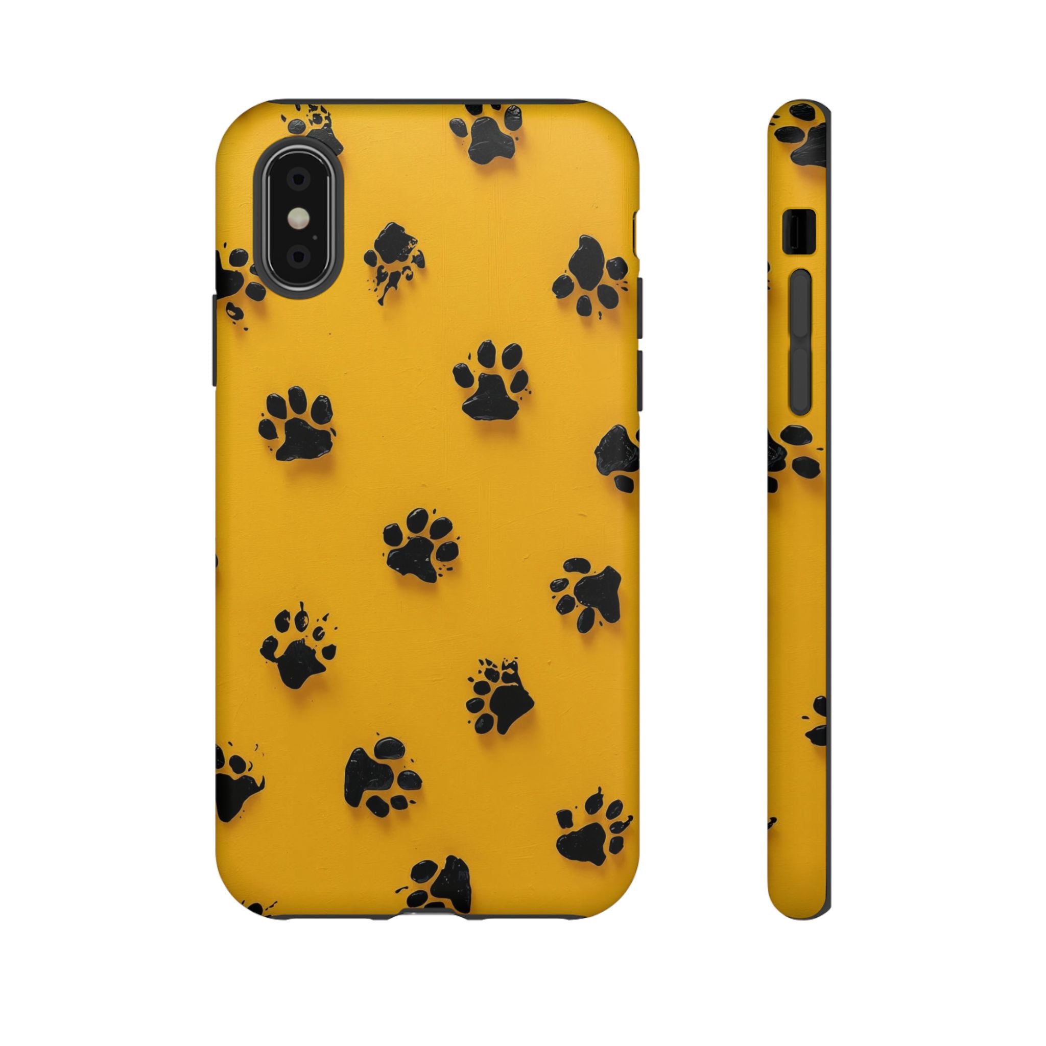 Yellow Paw Print Tough iPhone Case — Protective Dog & Cat Lover Cover