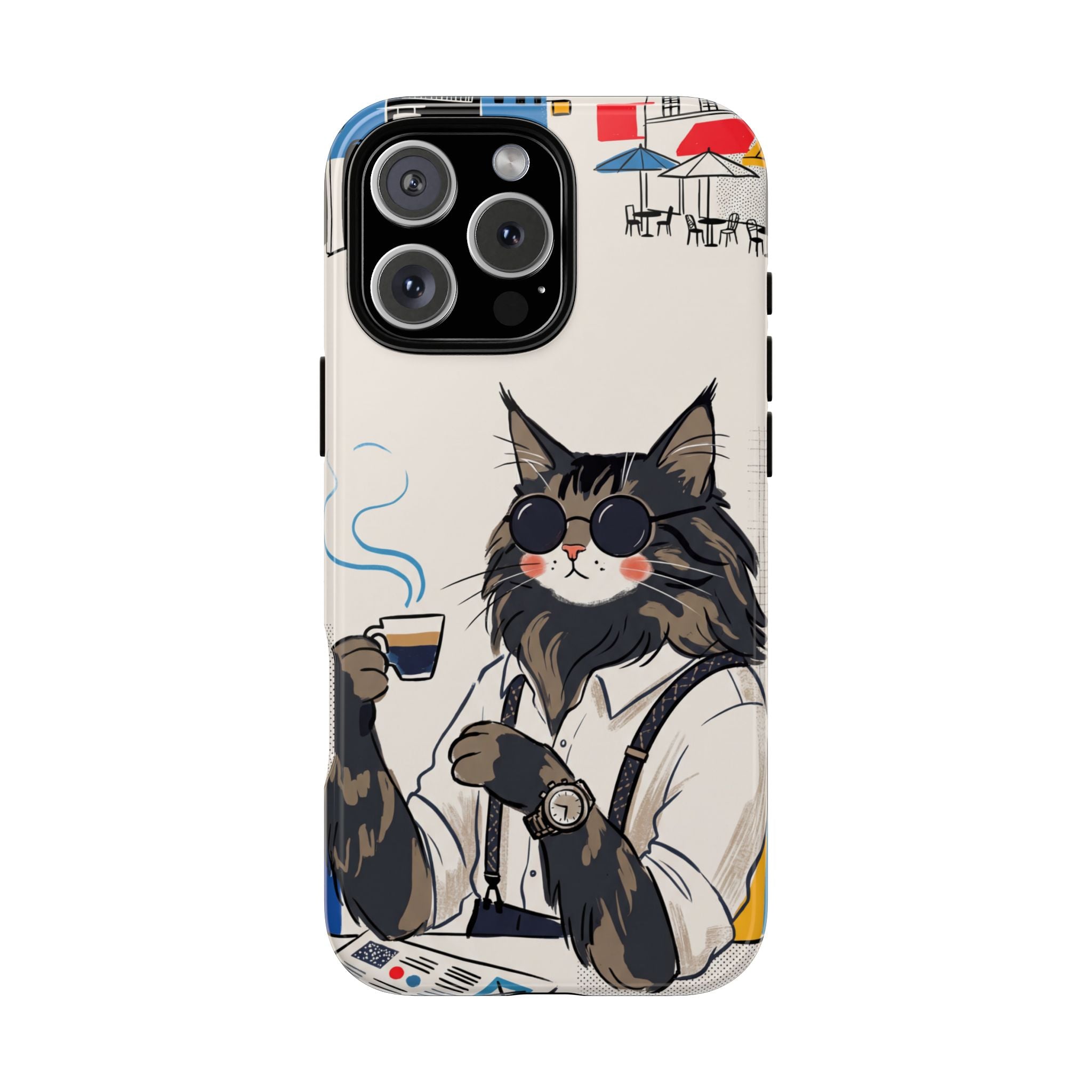 Cat Barista iPhone Case | Cool Cat in Sunglasses Coffee Shop Design