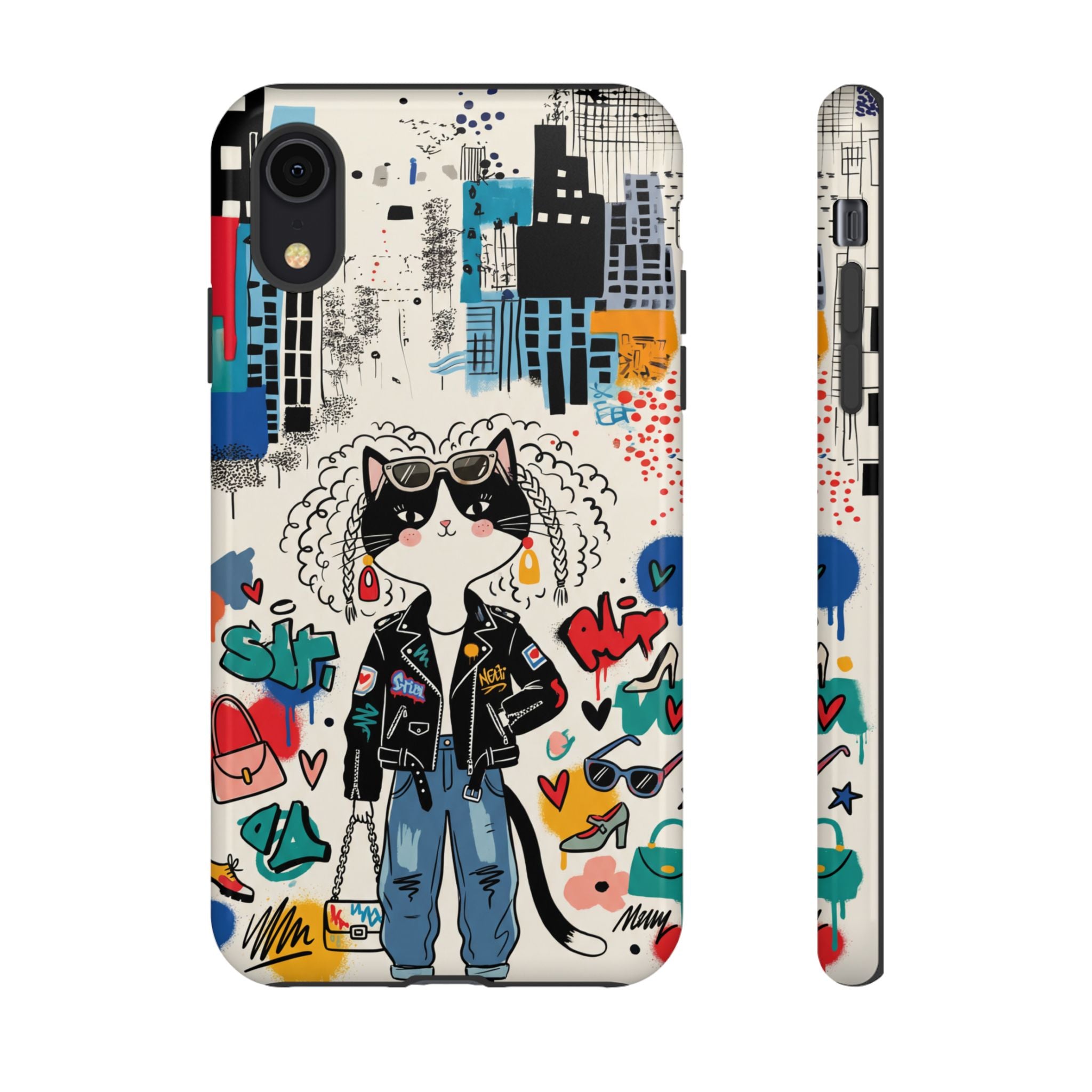 Punk City Cat Graffiti Design iPhone Case