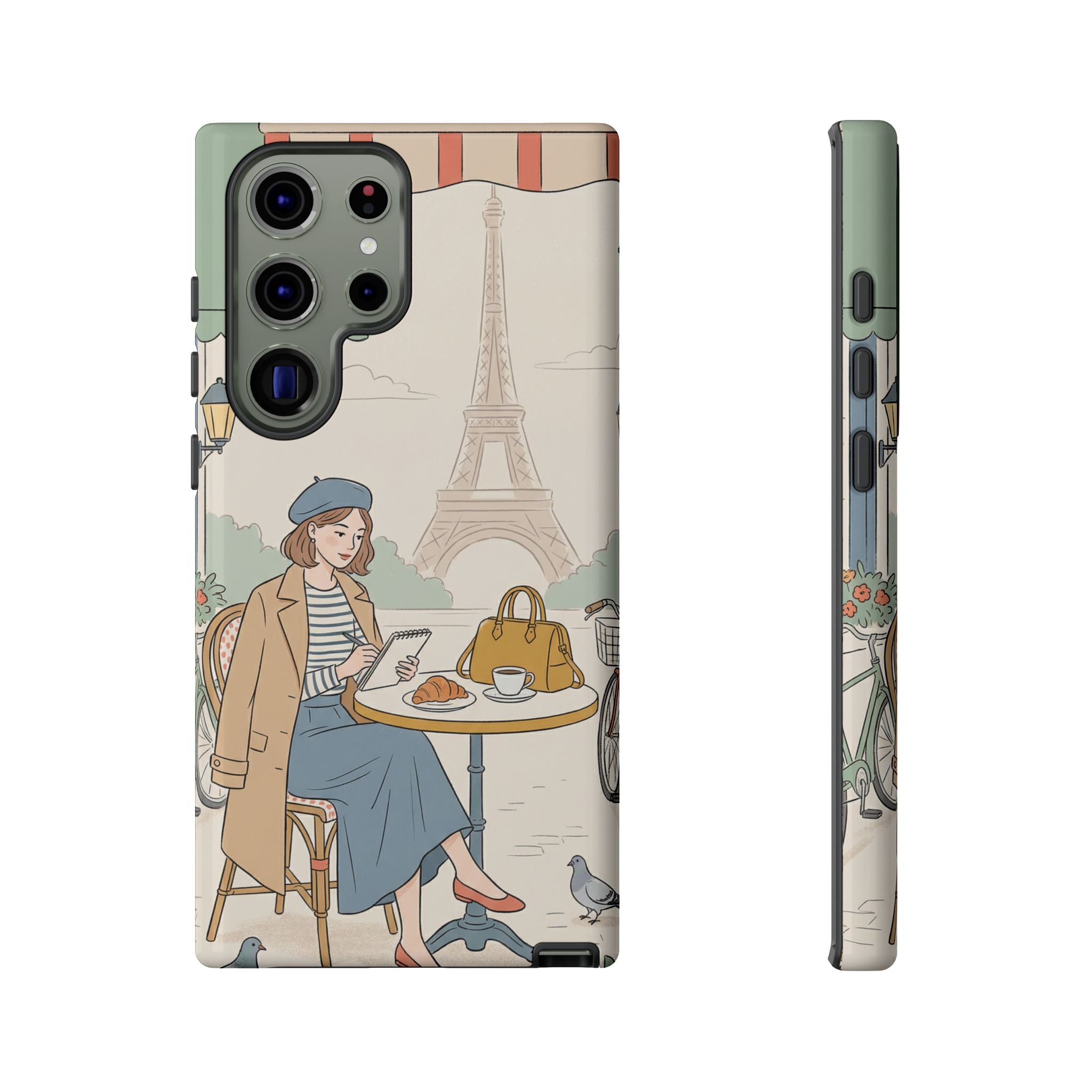 Paris Cafe Samsung Galaxy Phone Case | Cute Vintage Eiffel Tower Travel