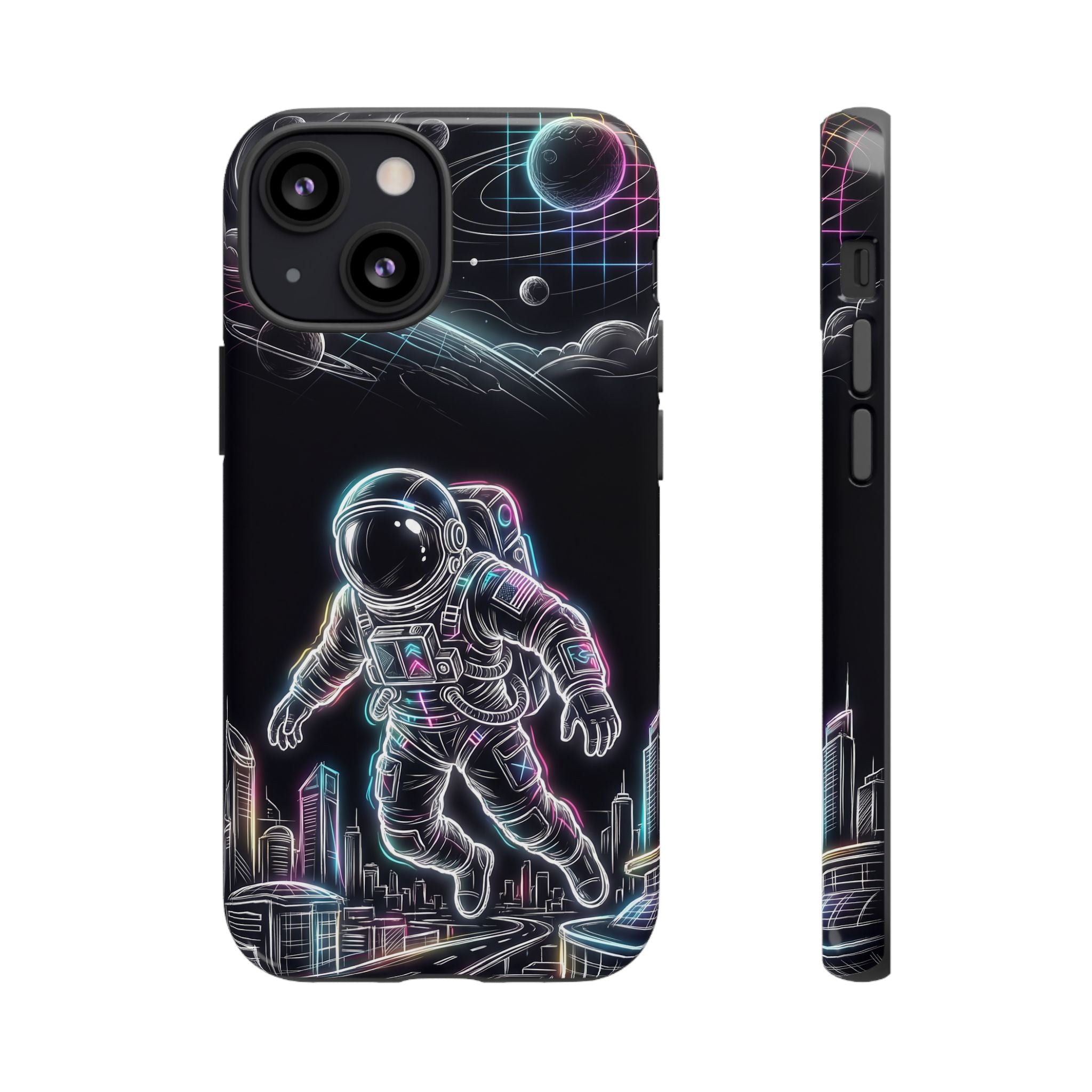 Space Explorer Astronaut Neon iPhone Case
