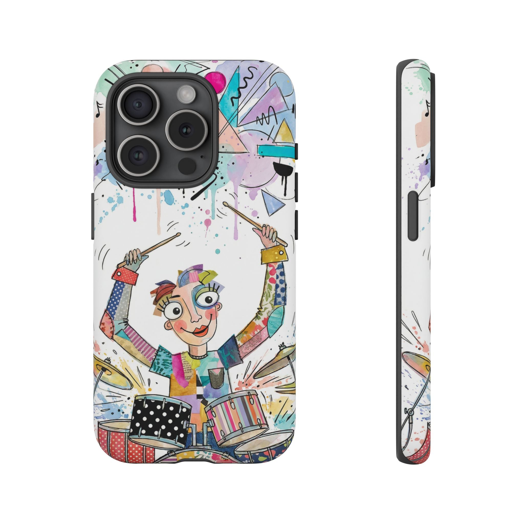 Drummer Boy iPhone Case | Colorful Cartoon Drum Kit Protective Cover