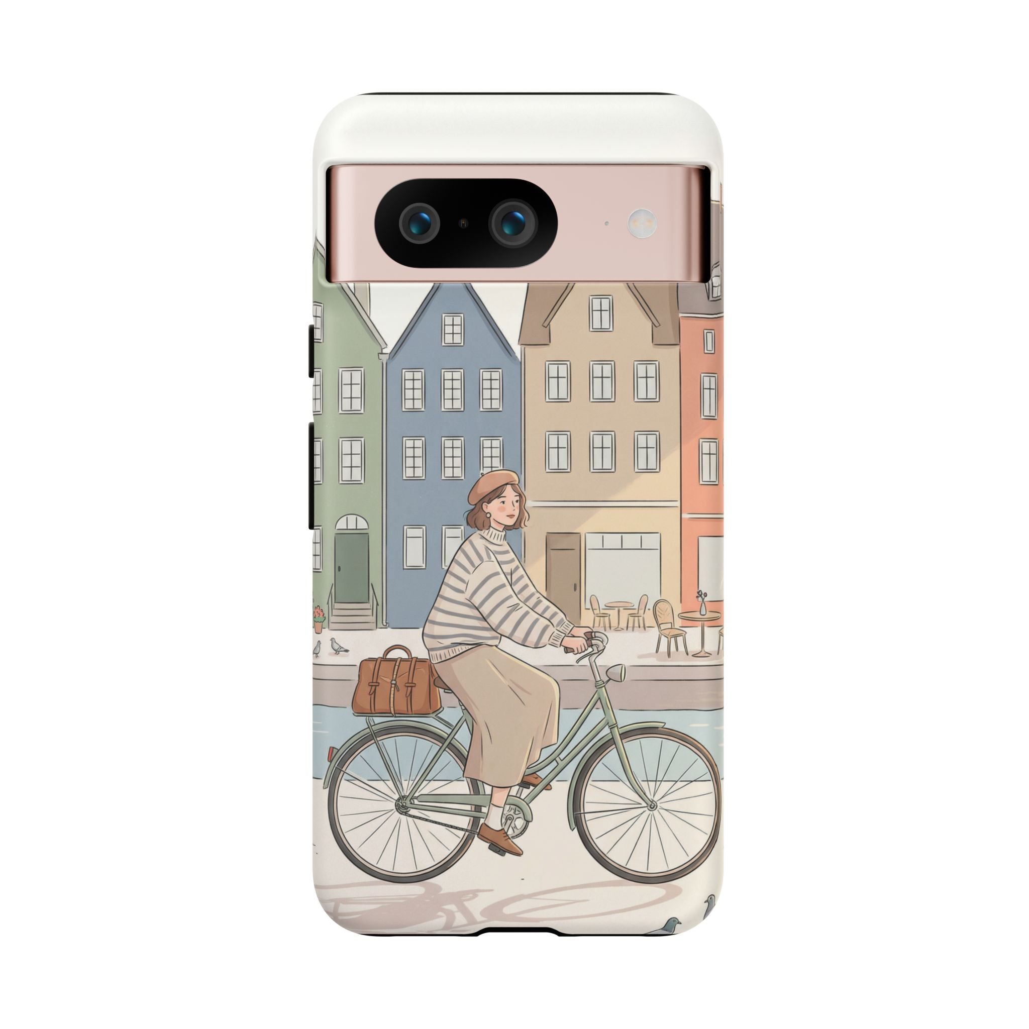 City Bike Google Pixel Phone Case | Cozy European Street Illustration Tough Cases