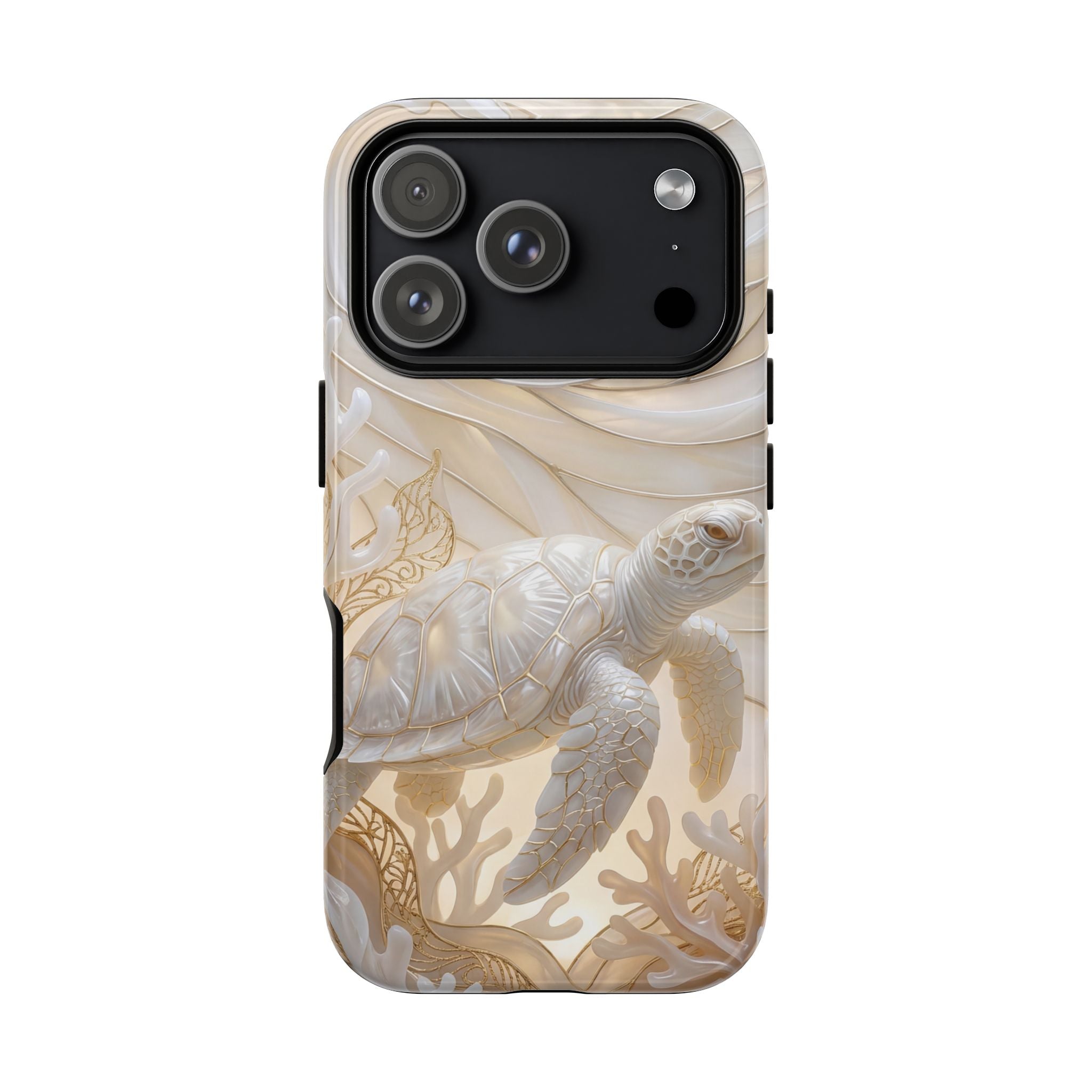 Sea Turtle Tough iPhone Case — Elegant Nautical Coral Design