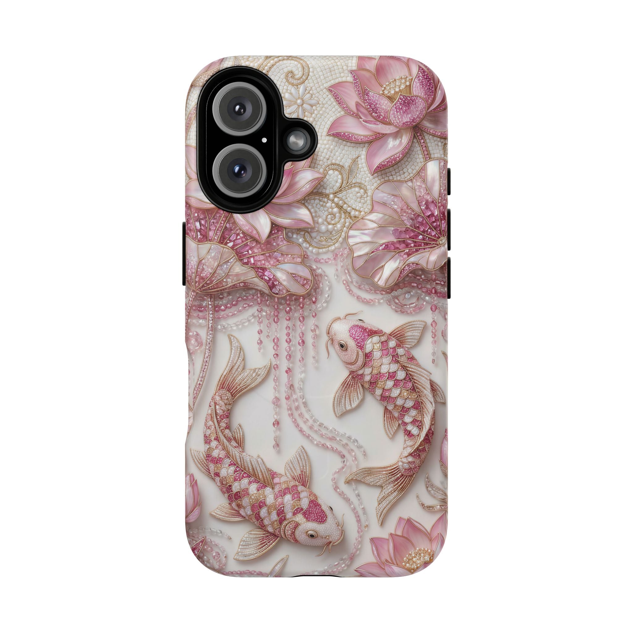 Koi Lotus Tough MagSafe Case — Pink Floral Fish iPhone Cover