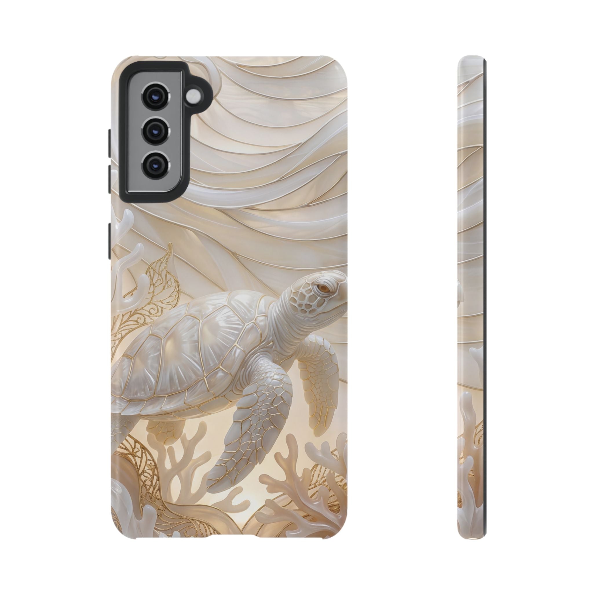 Sea Turtle Tough Samsung Galaxy Case — Elegant Nautical Coral Design