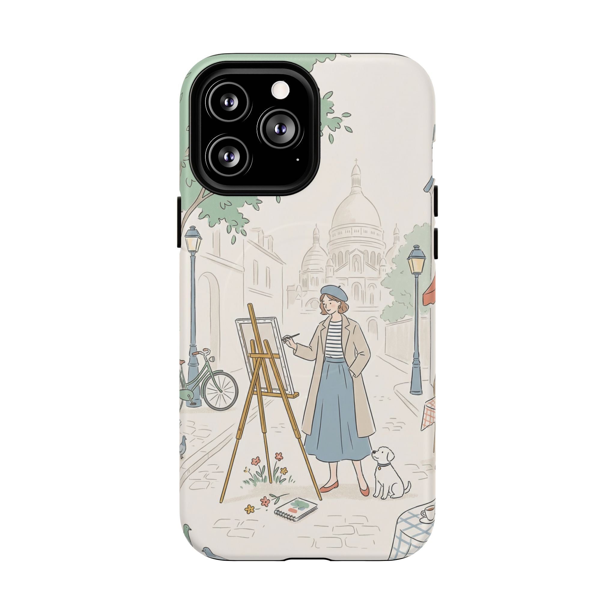 Artist in Paris MagSafe iPhone Case | Vintage Painter Street Scene Protective Cover
