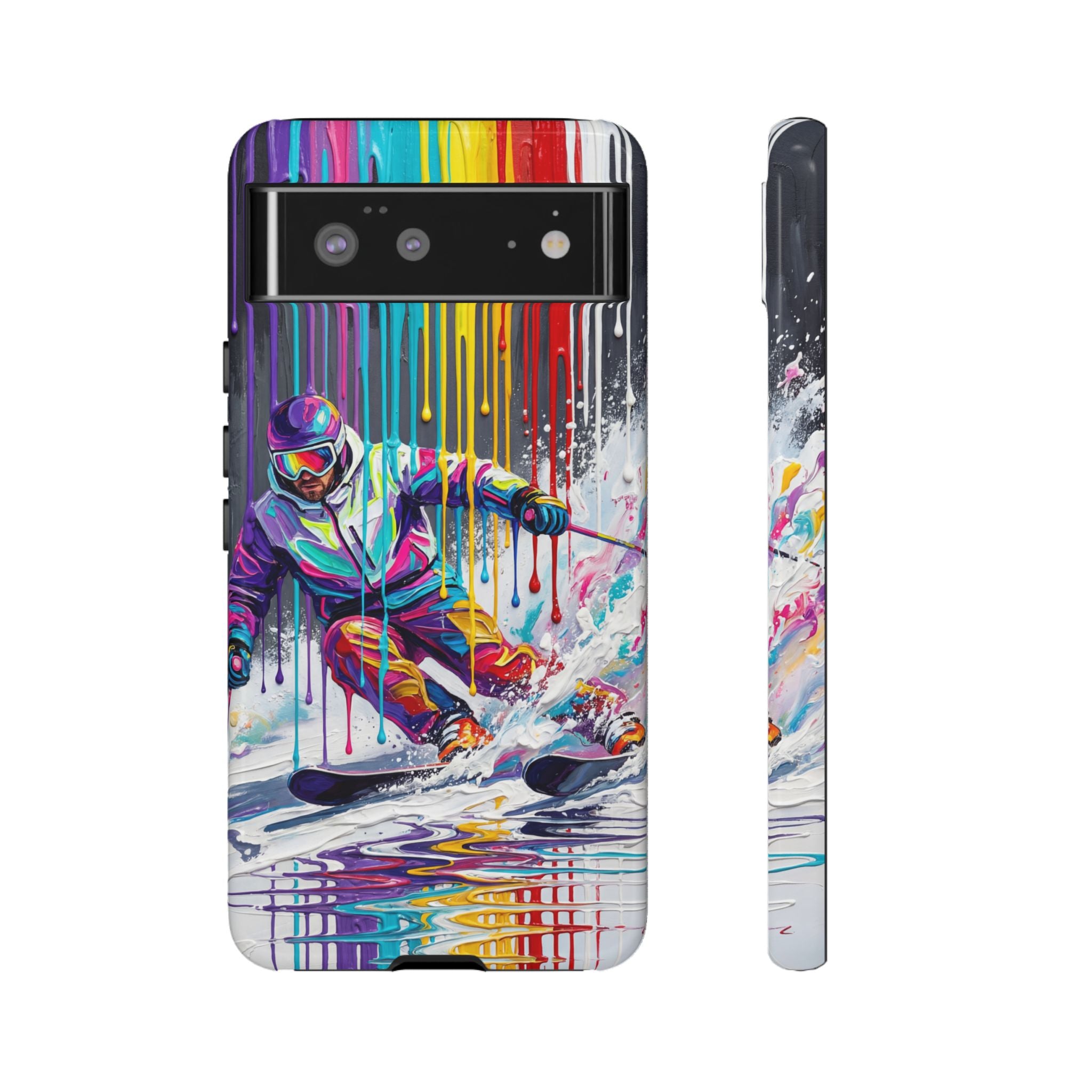 Colourful Skiing Drip Art Tough Google Pixel Phone Case