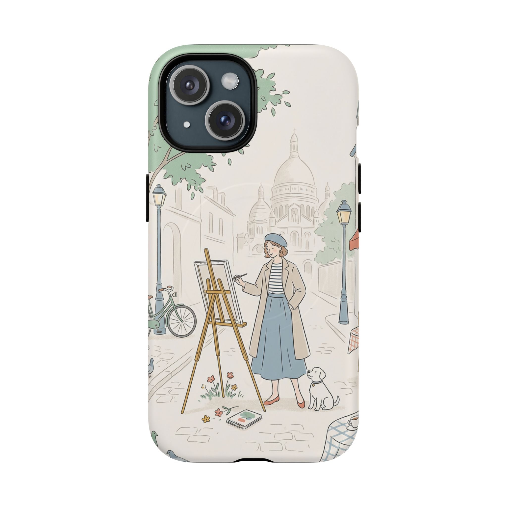Artist in Paris MagSafe iPhone Case | Vintage Painter Street Scene Protective Cover