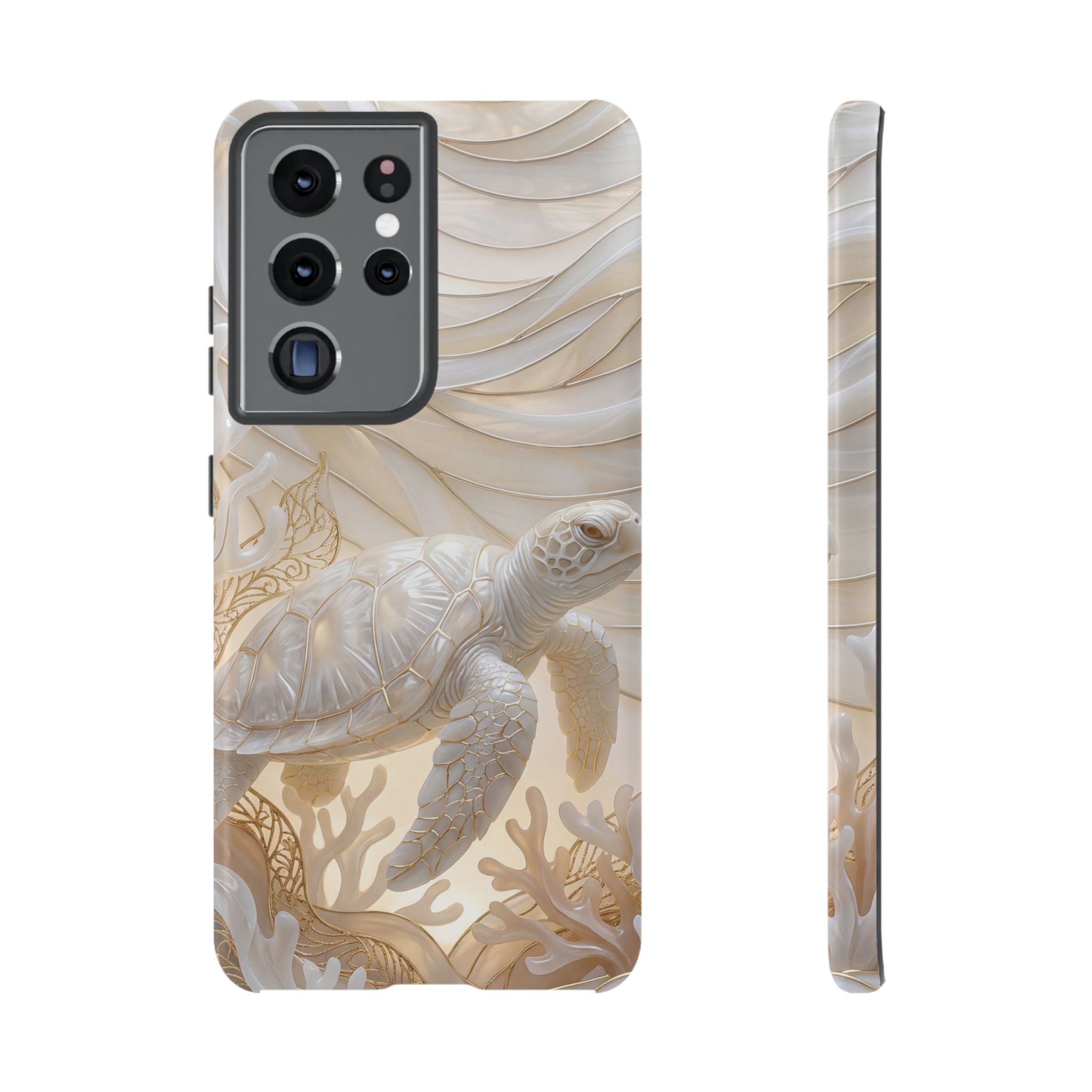 Sea Turtle Tough Samsung Galaxy Case — Elegant Nautical Coral Design