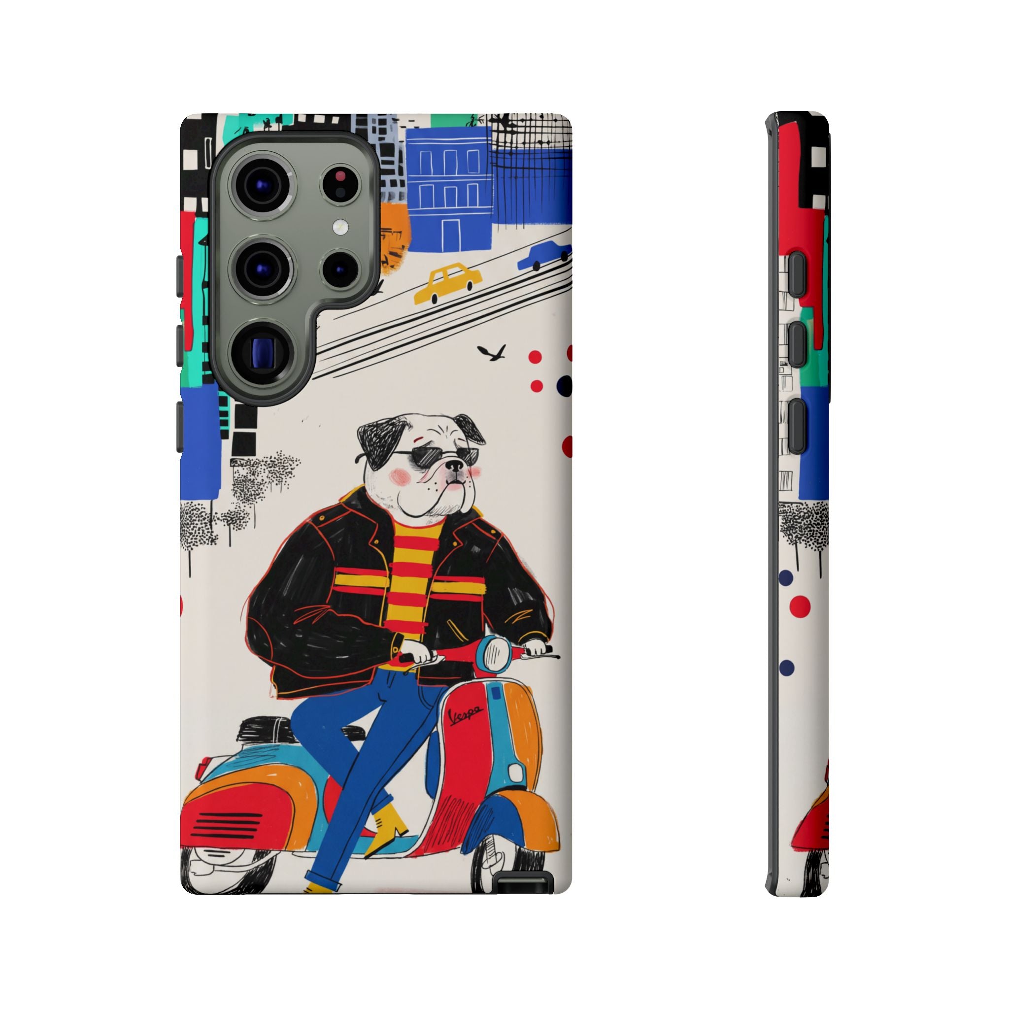 Bulldog Vespa Samsung Galaxy Phone Case | Retro Scooter Dog Protective Cover